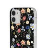 Wildflowers Painted Black Flexi Clear Cases for Most Phone Types (FWS)