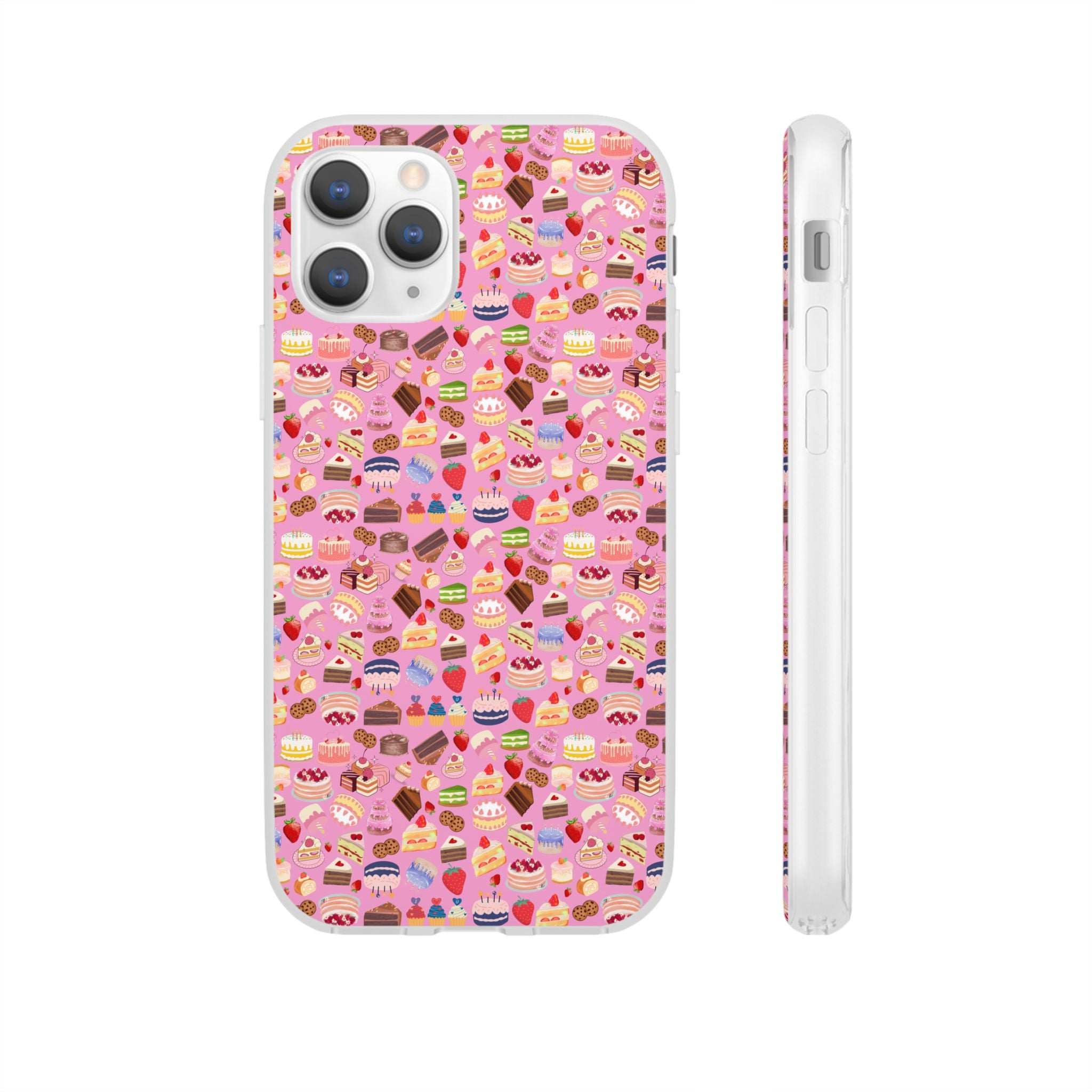 Happy Cake Pink Flexi Clear Cases for Most Phone Types (FWS)