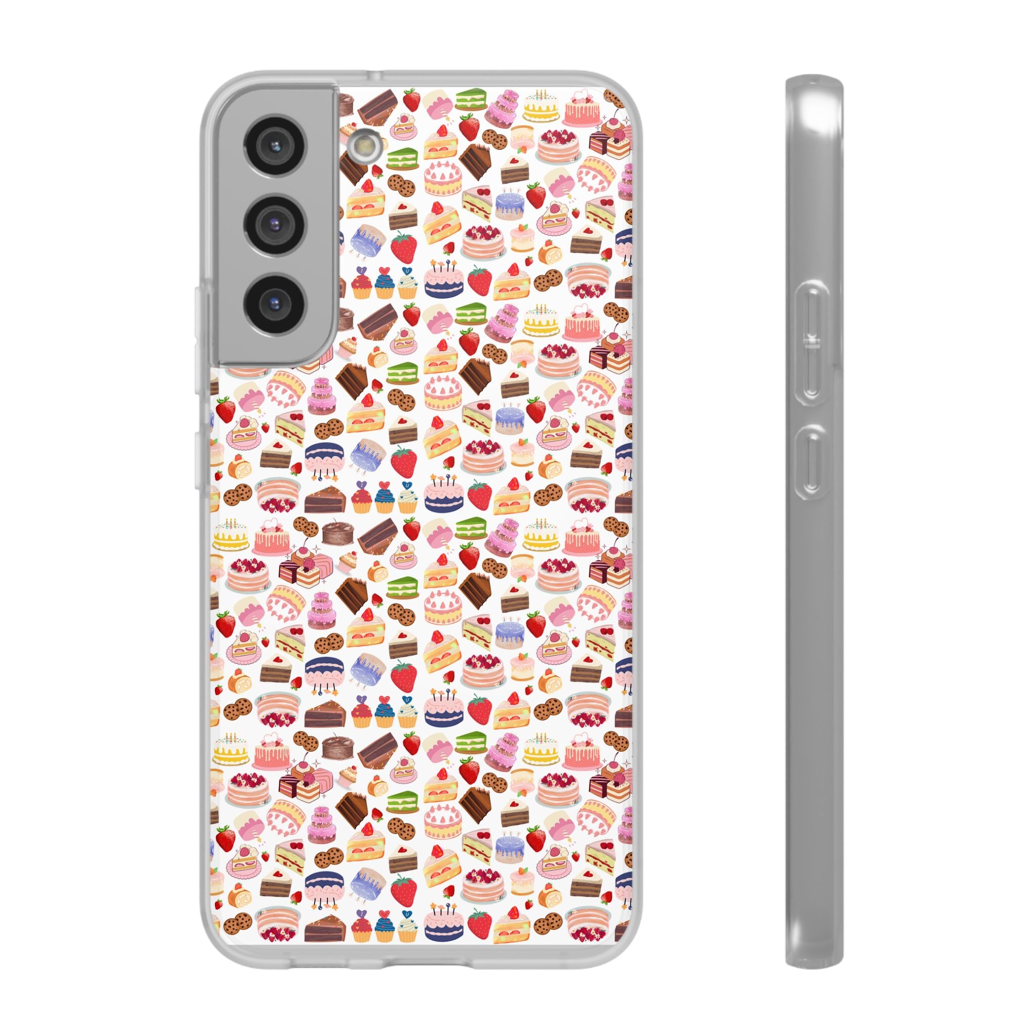 Happy Cake White Flexi Clear Cases for Most Phone Types (FWS)