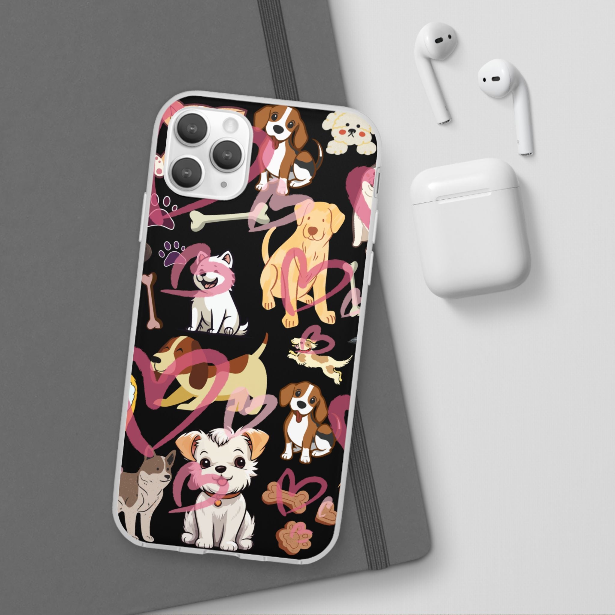 Dogs Love Black Flexi Clear Cases for Most Phone Types (FWS)