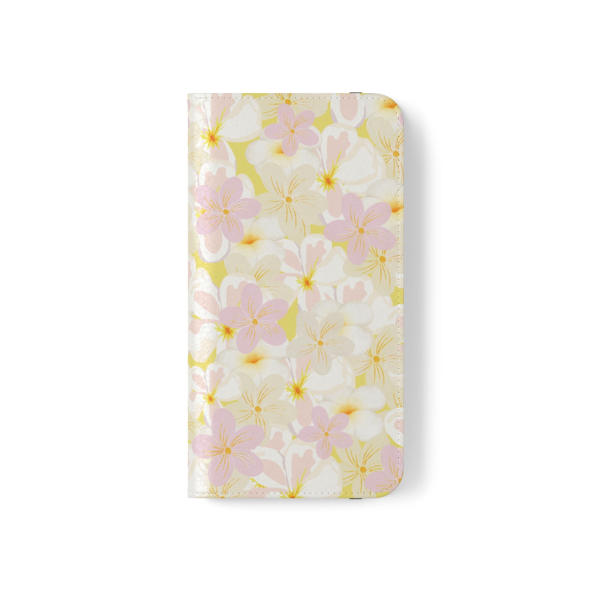 Pastel Frangipanis Yellow Wallet Style Phone Case Vegan Leather