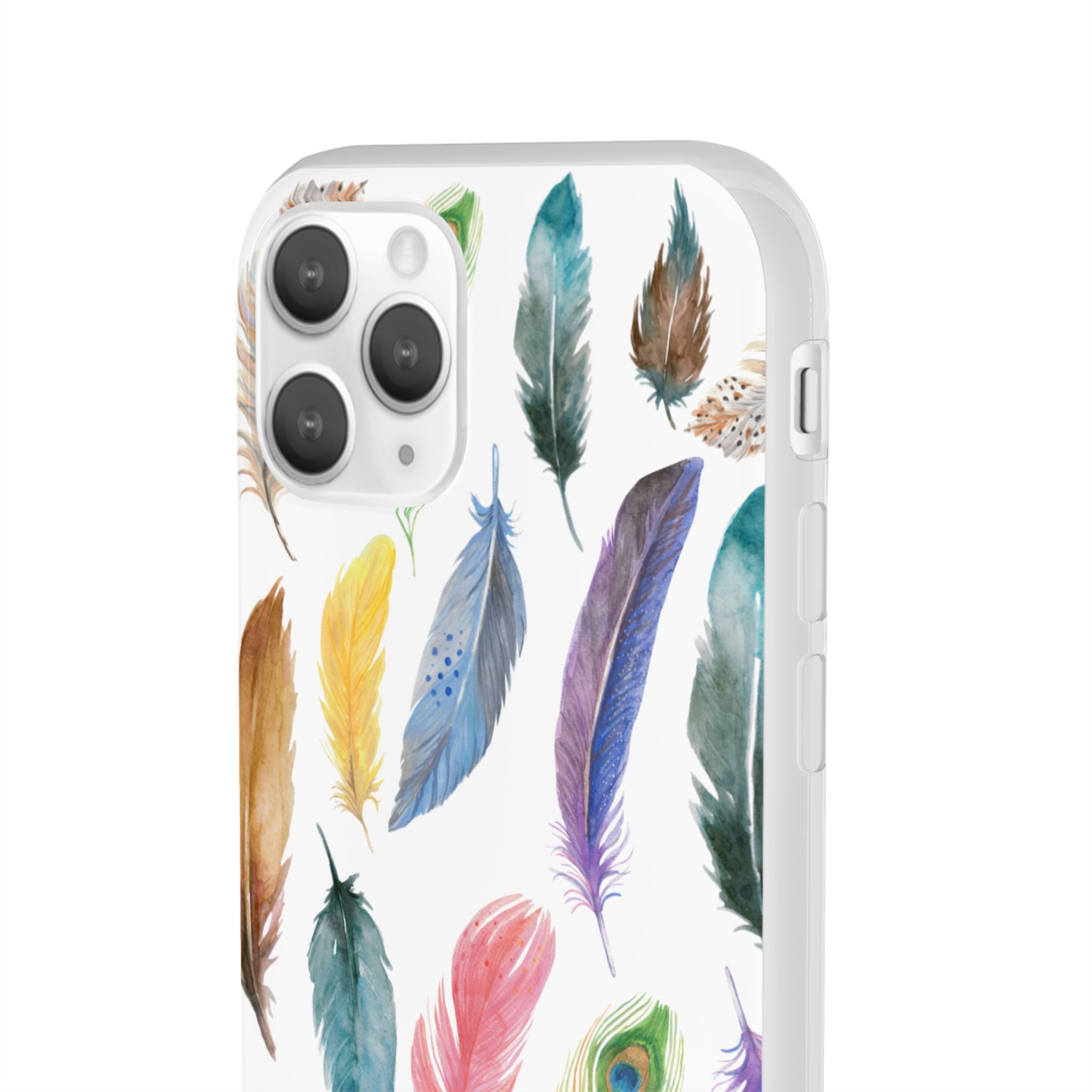 Colourful Feathers White Flexi Clear Cases for Most Phone Types