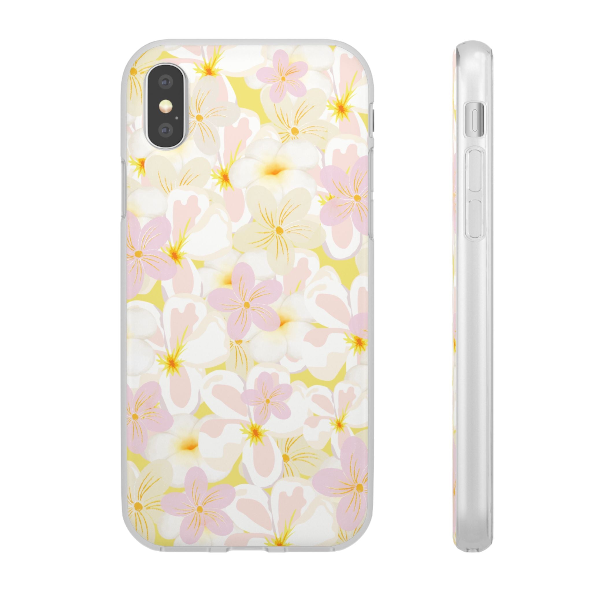 Pastel Frangipanis Yellow Flexi Clear Cases for Most Phone Types (FWS)