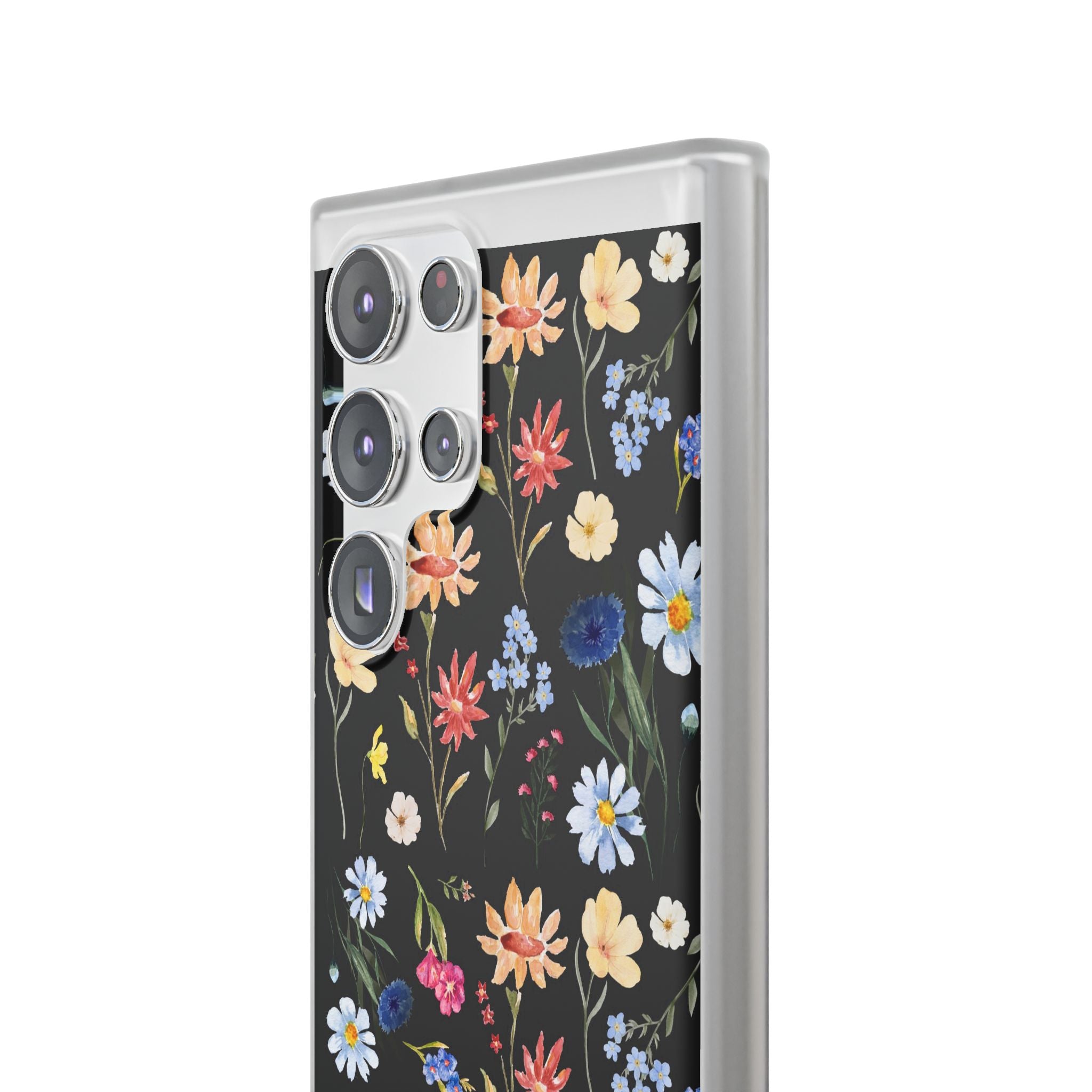 Wildflowers Painted Black Flexi Clear Cases for Most Phone Types (FWS)