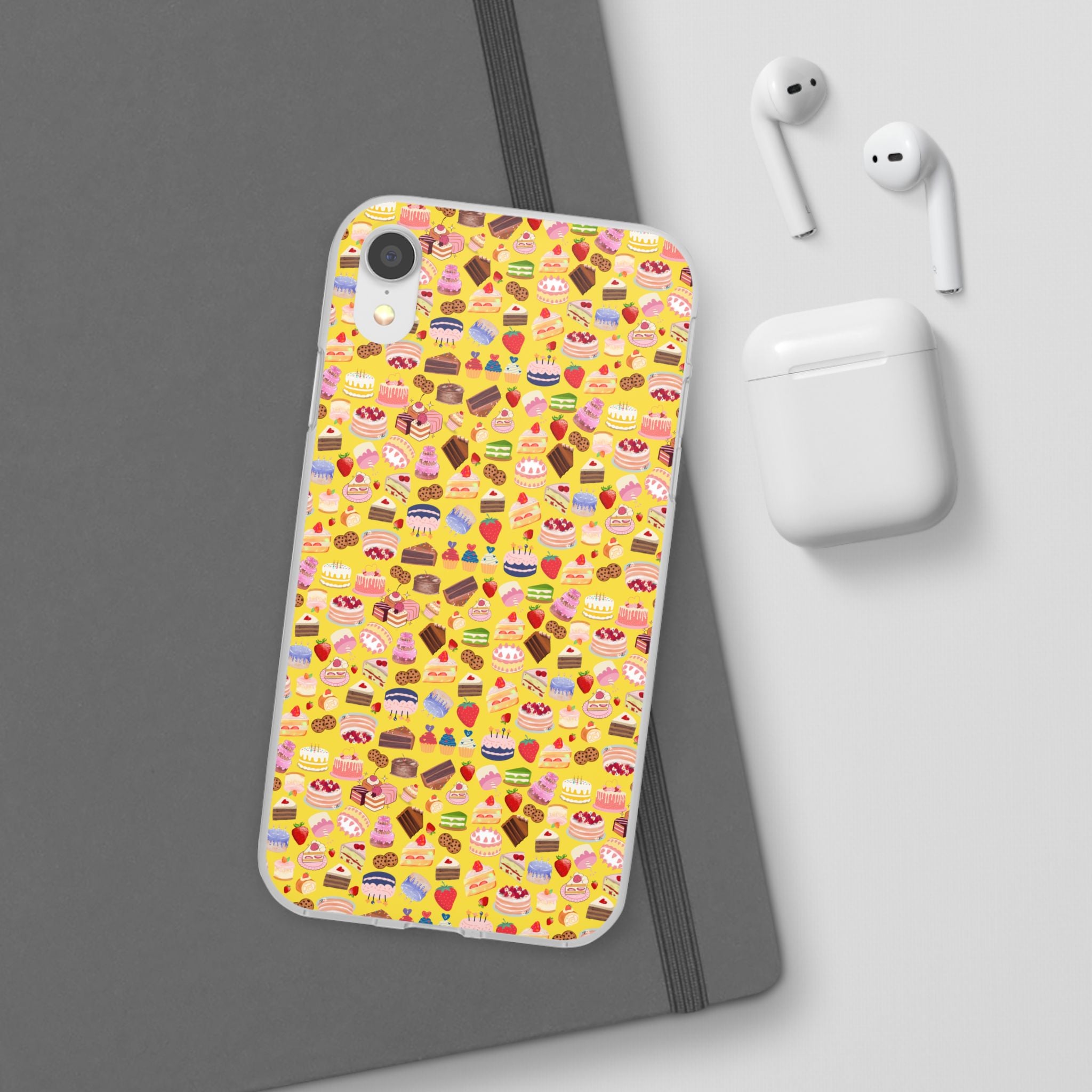 Happy Cake Yellow Flexi Clear Cases for Most Phone Types (FWS)