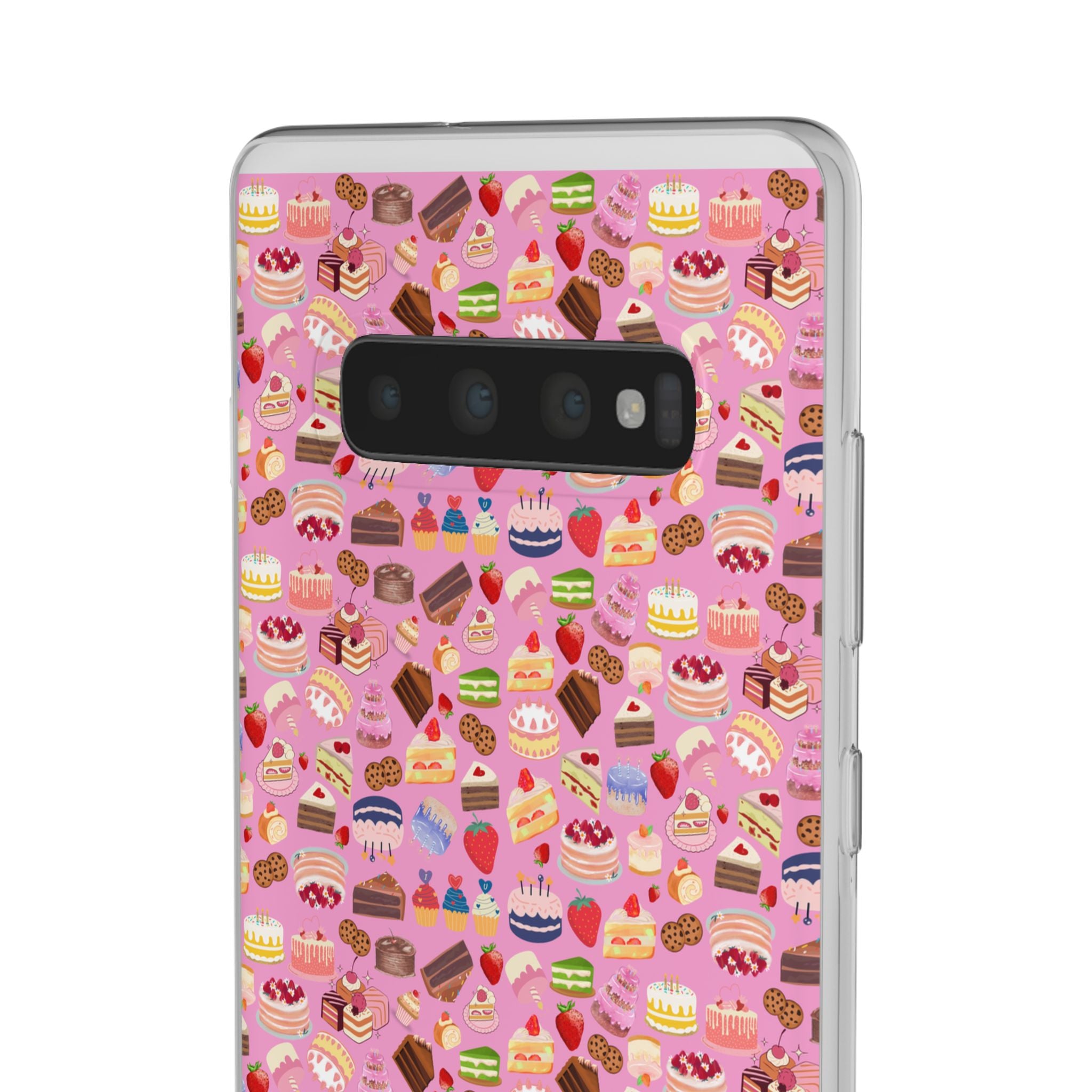 Happy Cake Pink Flexi Clear Cases for Most Phone Types (FWS)