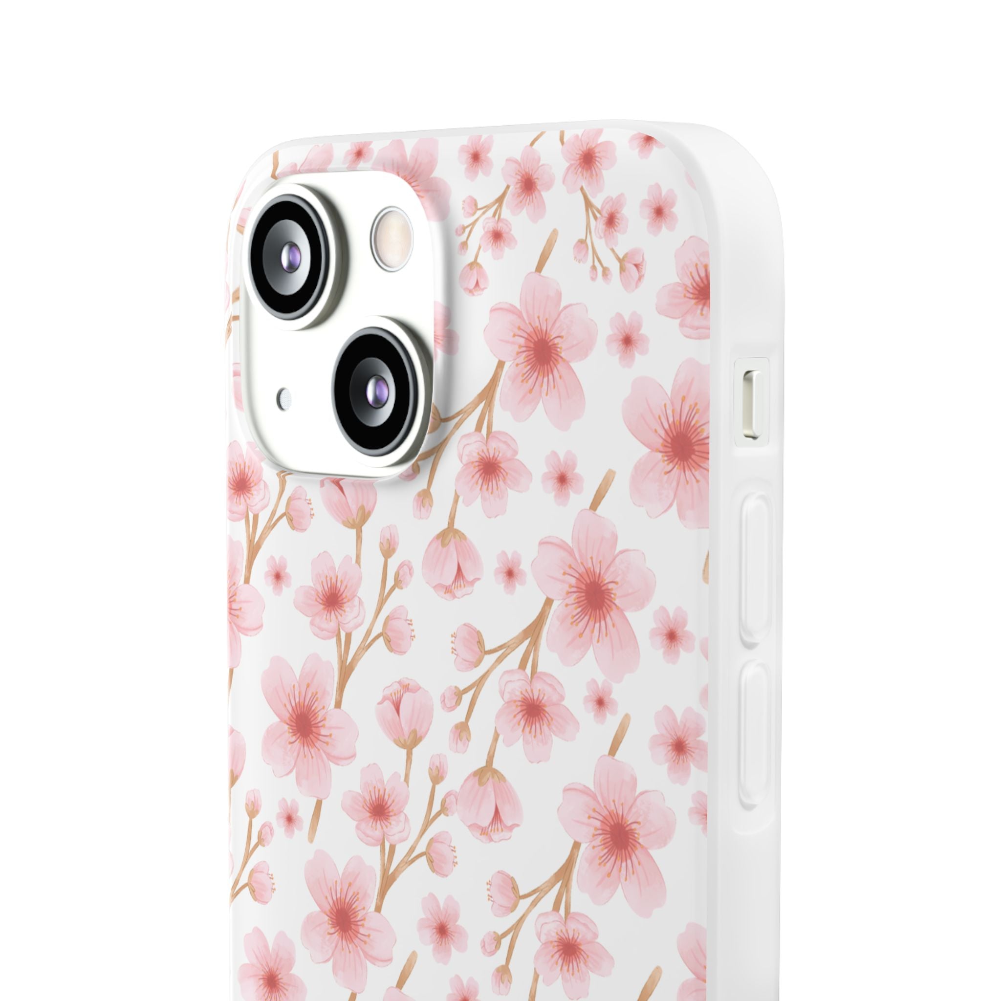 Japanese Pink Flowers White Flexi Clear Cases for Most Phone Types