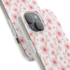 Japanese Pink Flowers White Flexi Clear Cases for Most Phone Types