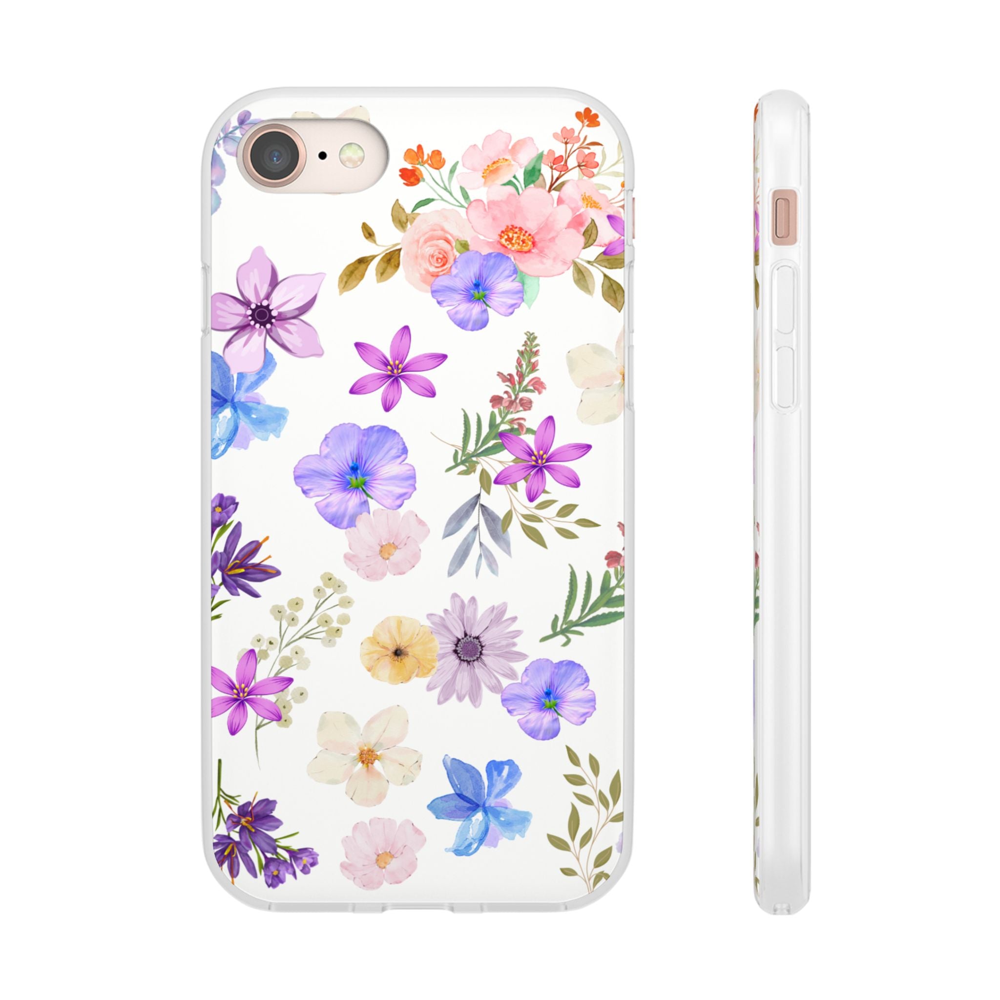 Floral White Flexi Clear Cases for Most Phone Types