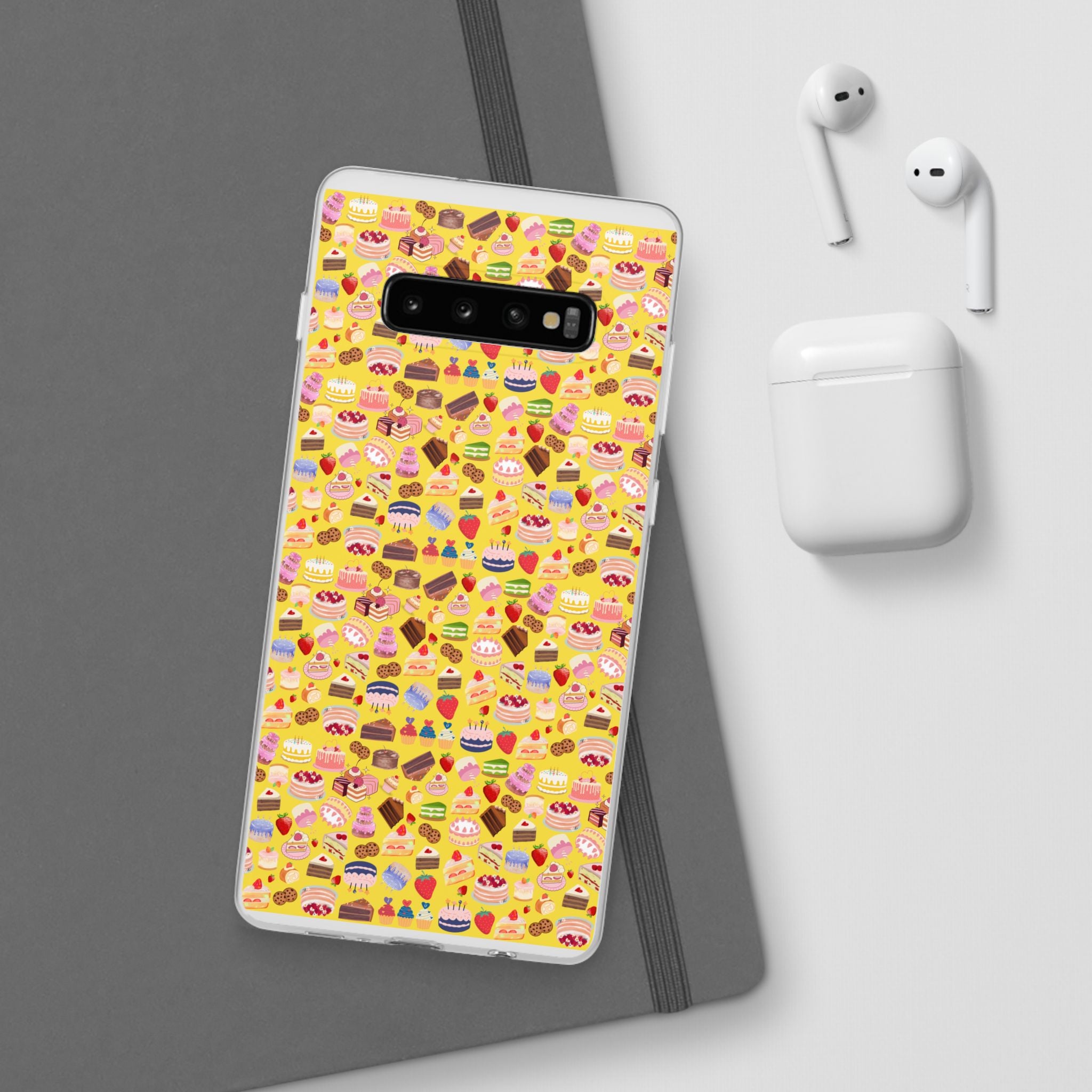 Happy Cake Yellow Flexi Clear Cases for Most Phone Types (FWS)