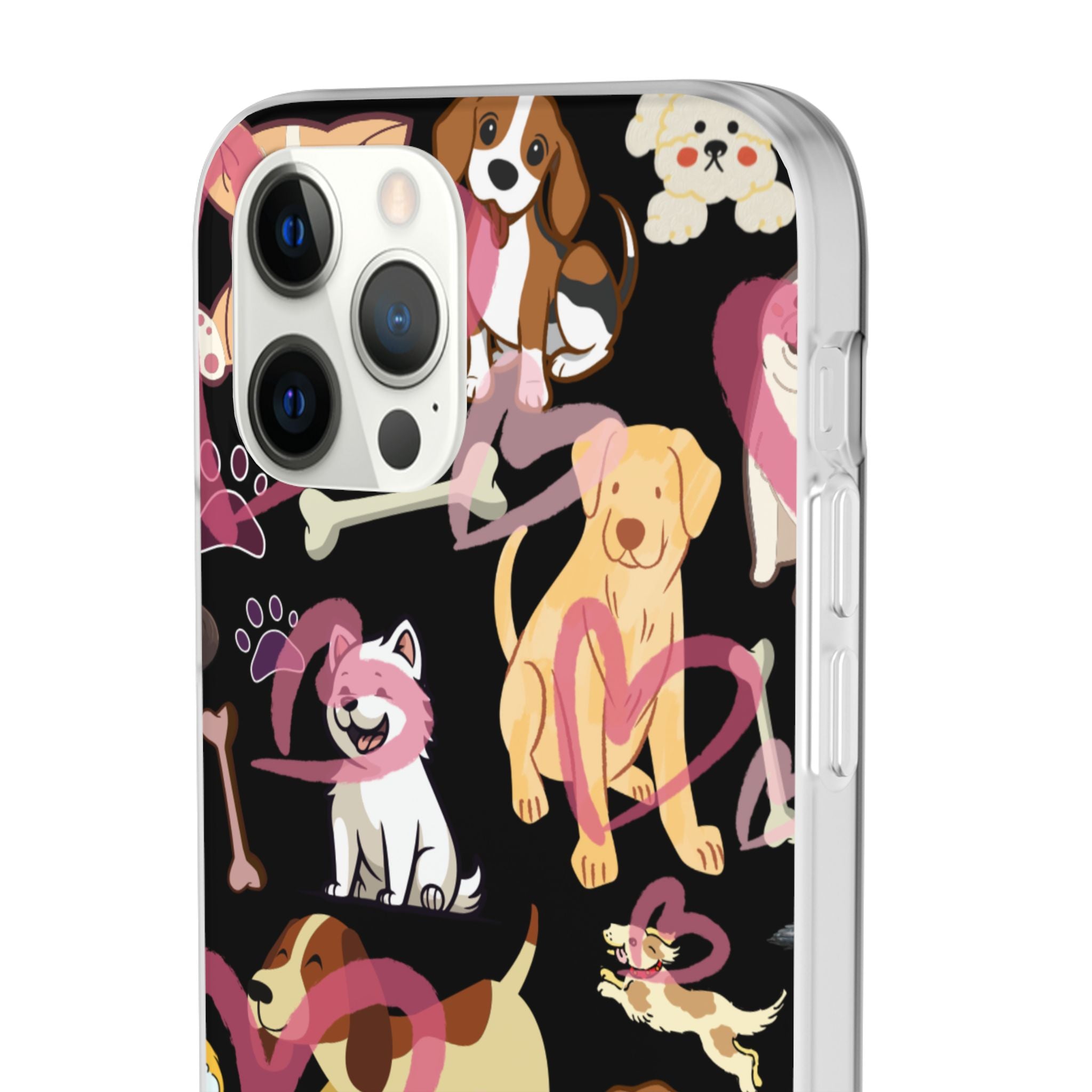 Dogs Love Black Flexi Clear Cases for Most Phone Types (FWS)
