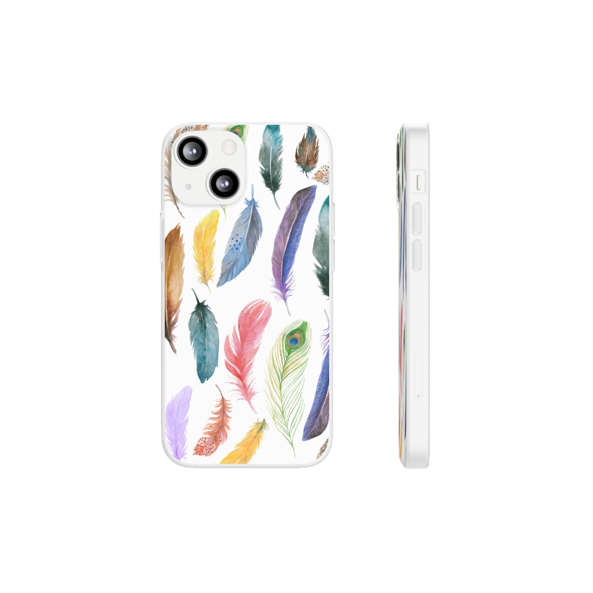 Colourful Feathers White Flexi Clear Cases for Most Phone Types