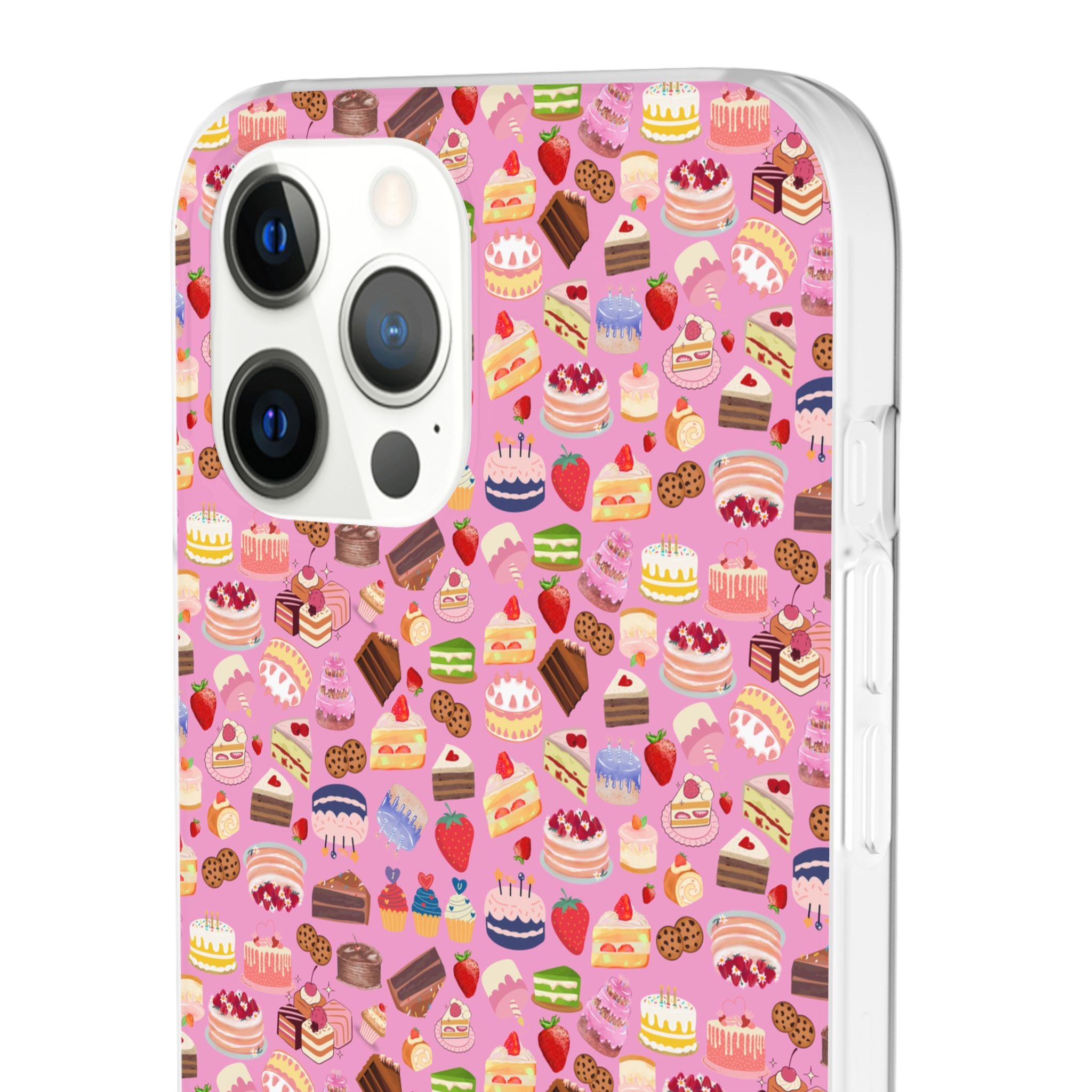 Happy Cake Pink Flexi Clear Cases for Most Phone Types (FWS)