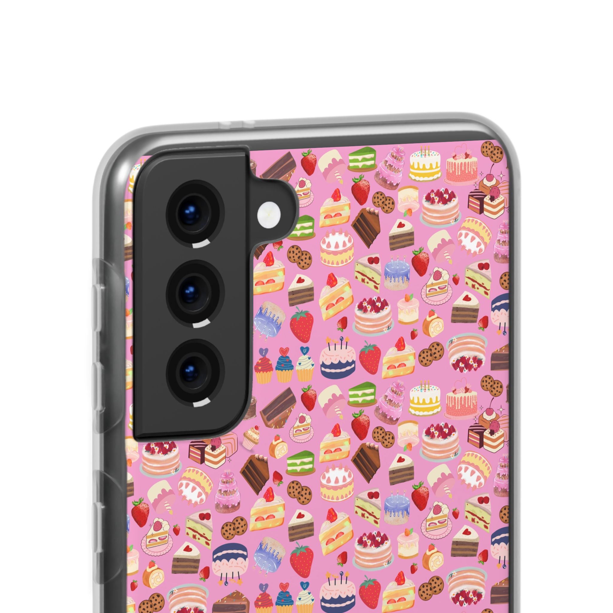 Happy Cake Pink Flexi Clear Cases for Most Phone Types (FWS)