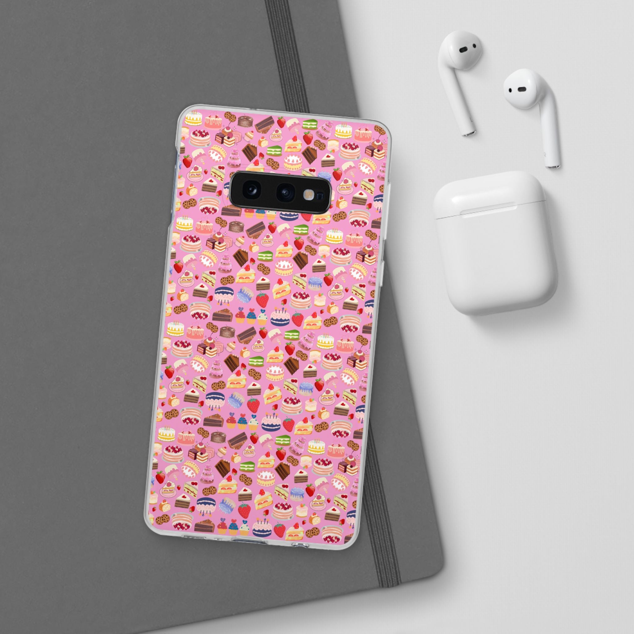 Happy Cake Pink Flexi Clear Cases for Most Phone Types (FWS)