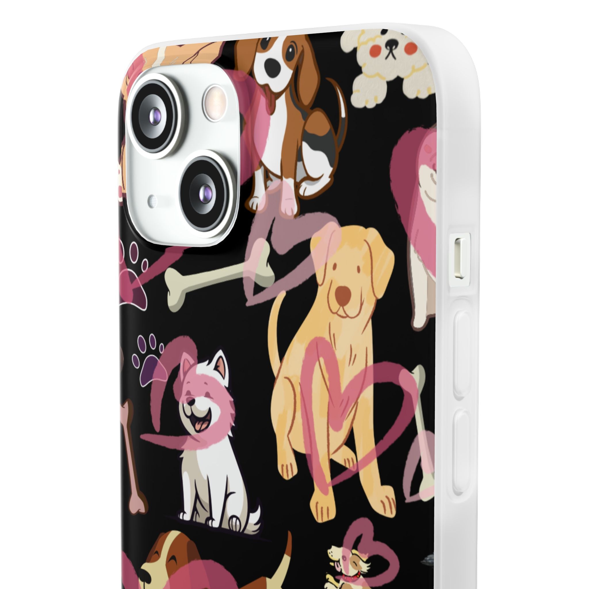Dogs Love Black Flexi Clear Cases for Most Phone Types (FWS)
