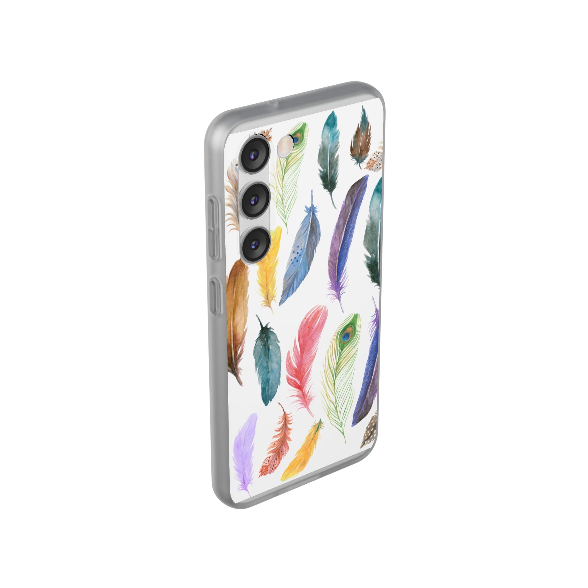 Colourful Feathers White Flexi Clear Cases for Most Phone Types