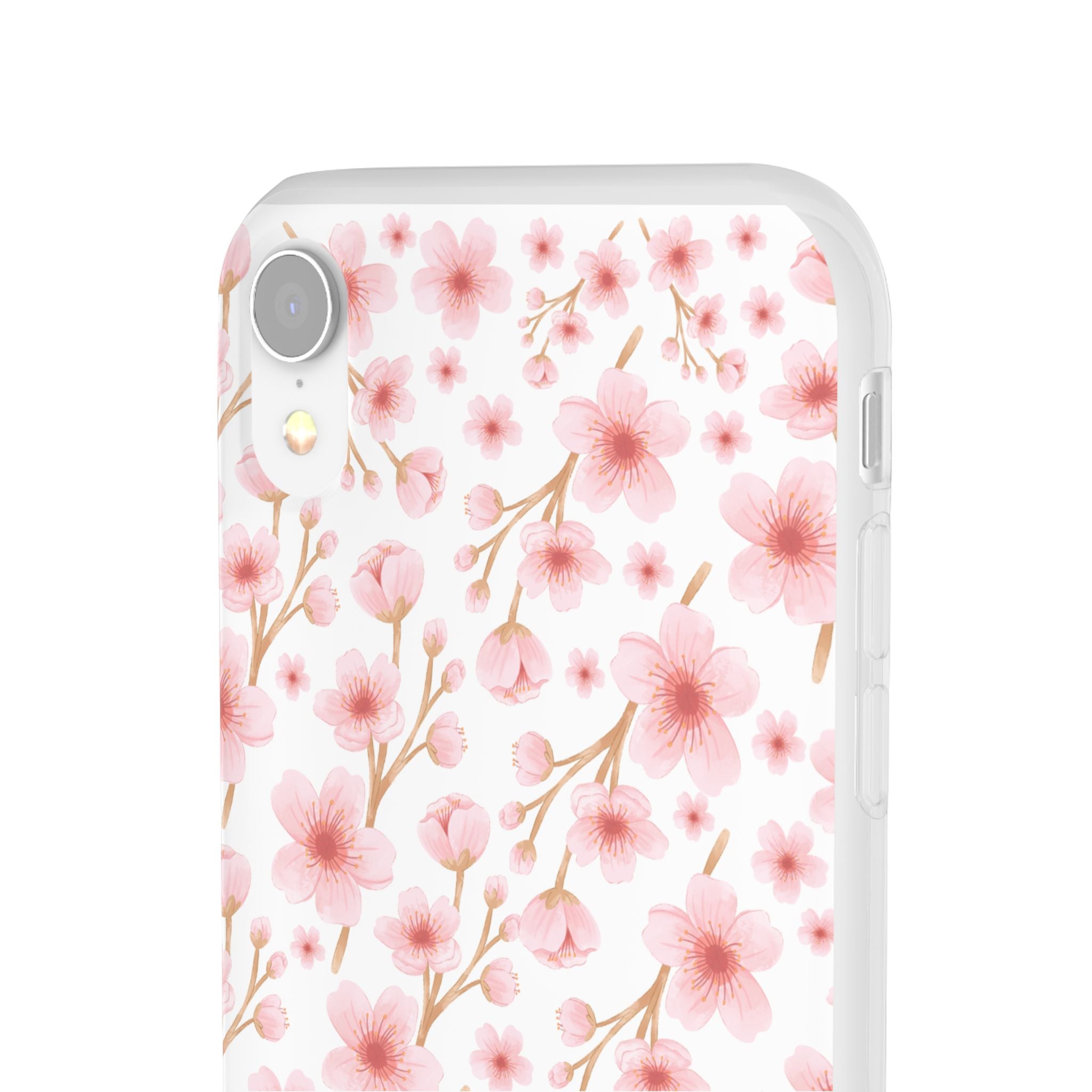 Japanese Pink Flowers White Flexi Clear Cases for Most Phone Types