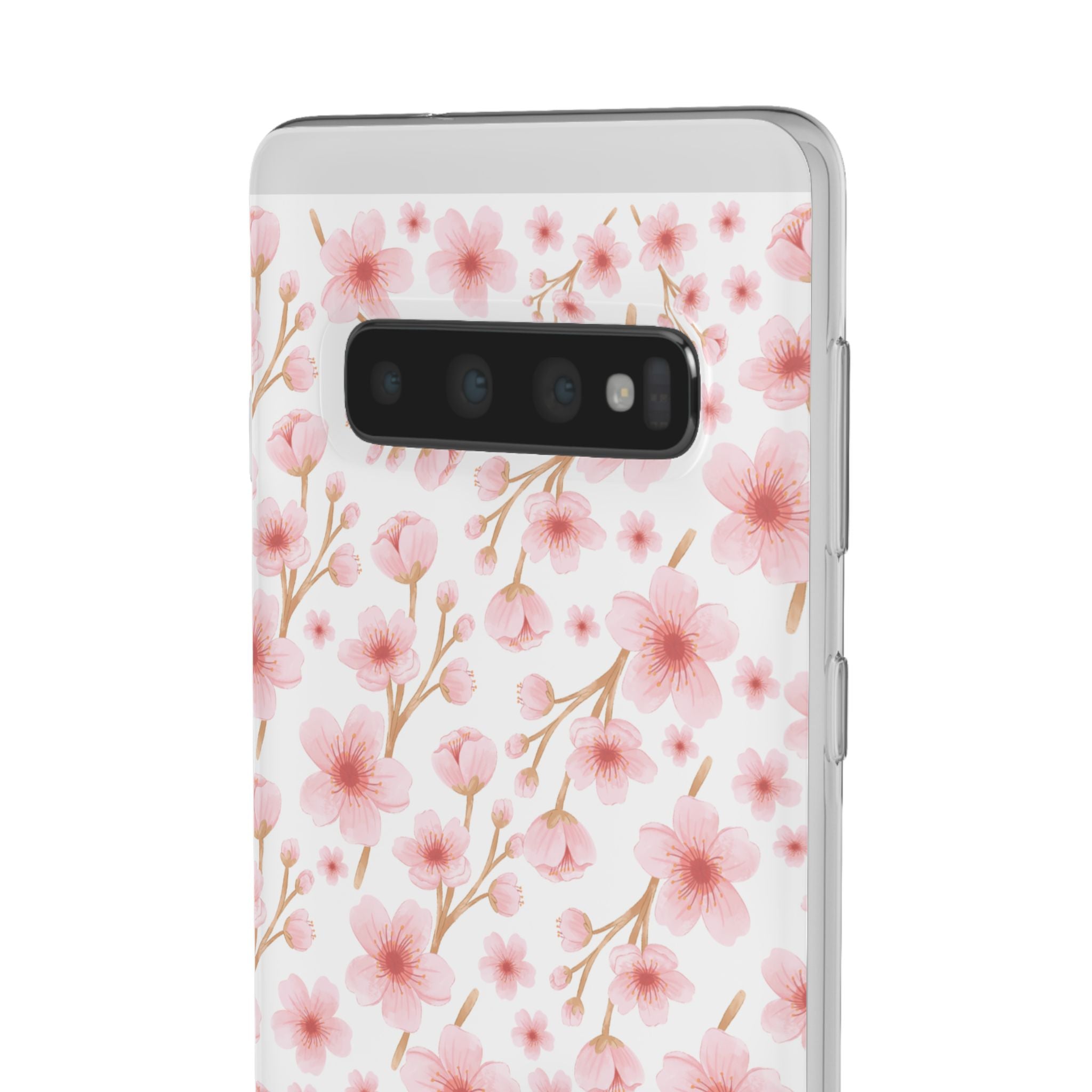 Japanese Pink Flowers White Flexi Clear Cases for Most Phone Types