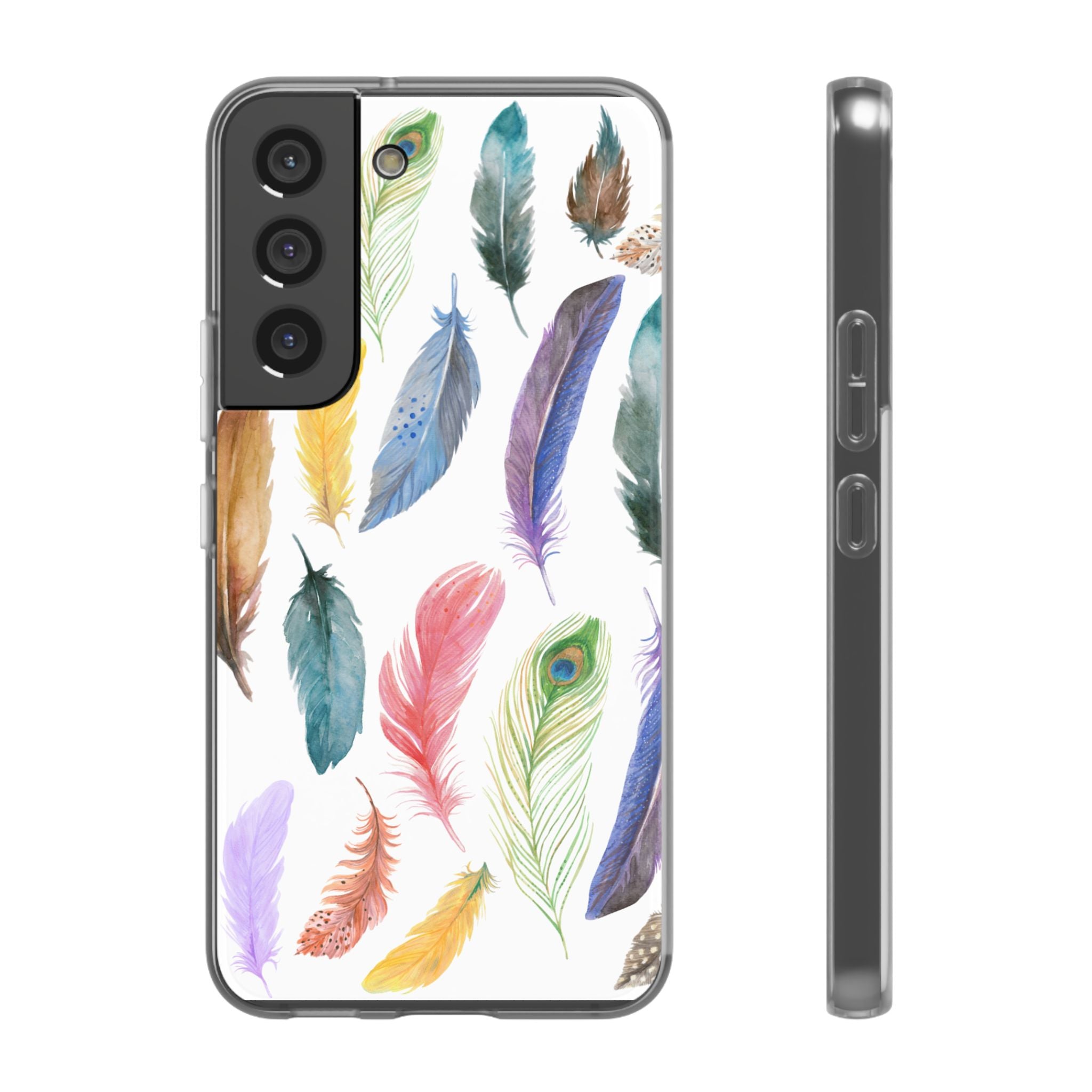 Colourful Feathers White Flexi Clear Cases for Most Phone Types