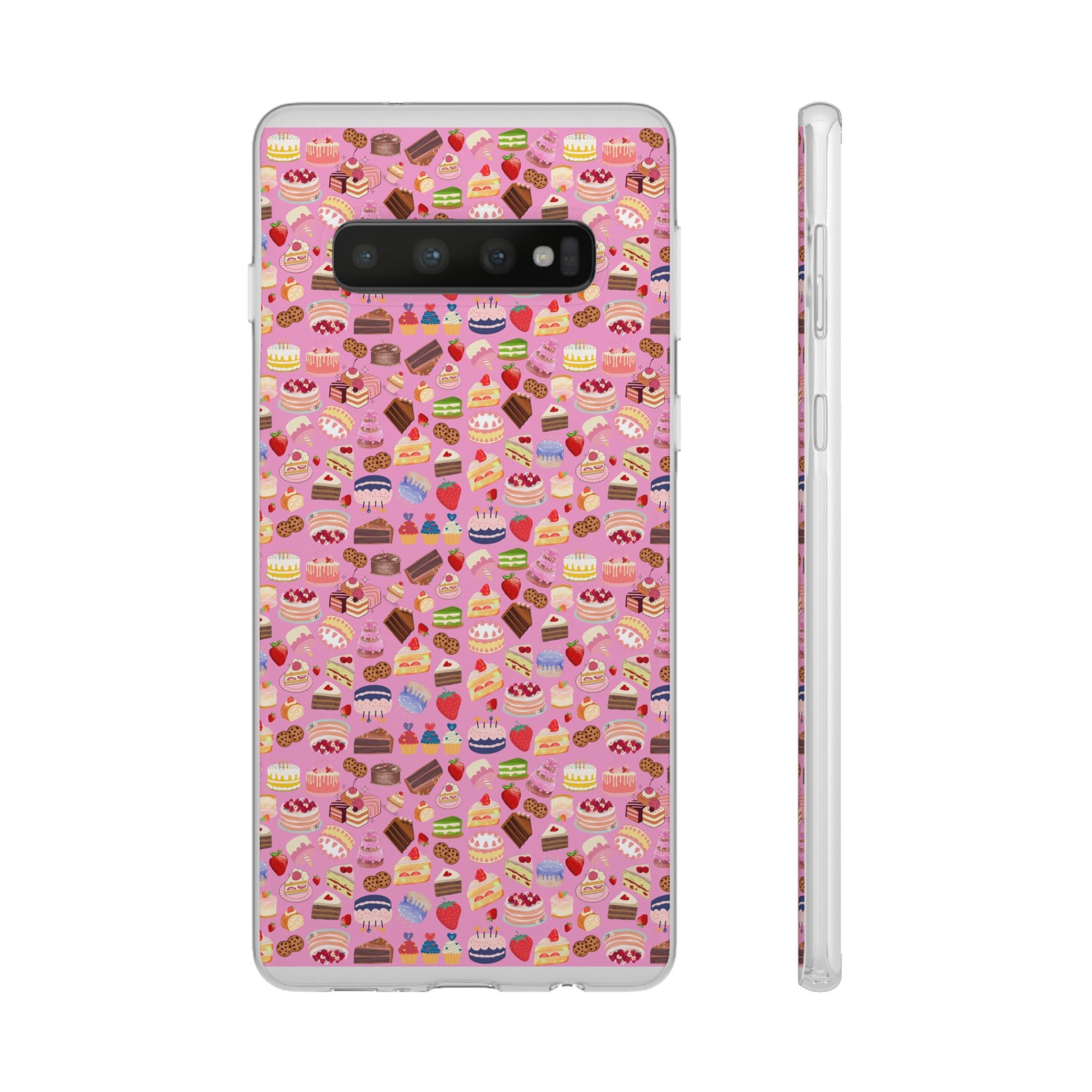 Happy Cake Pink Flexi Clear Cases for Most Phone Types (FWS)