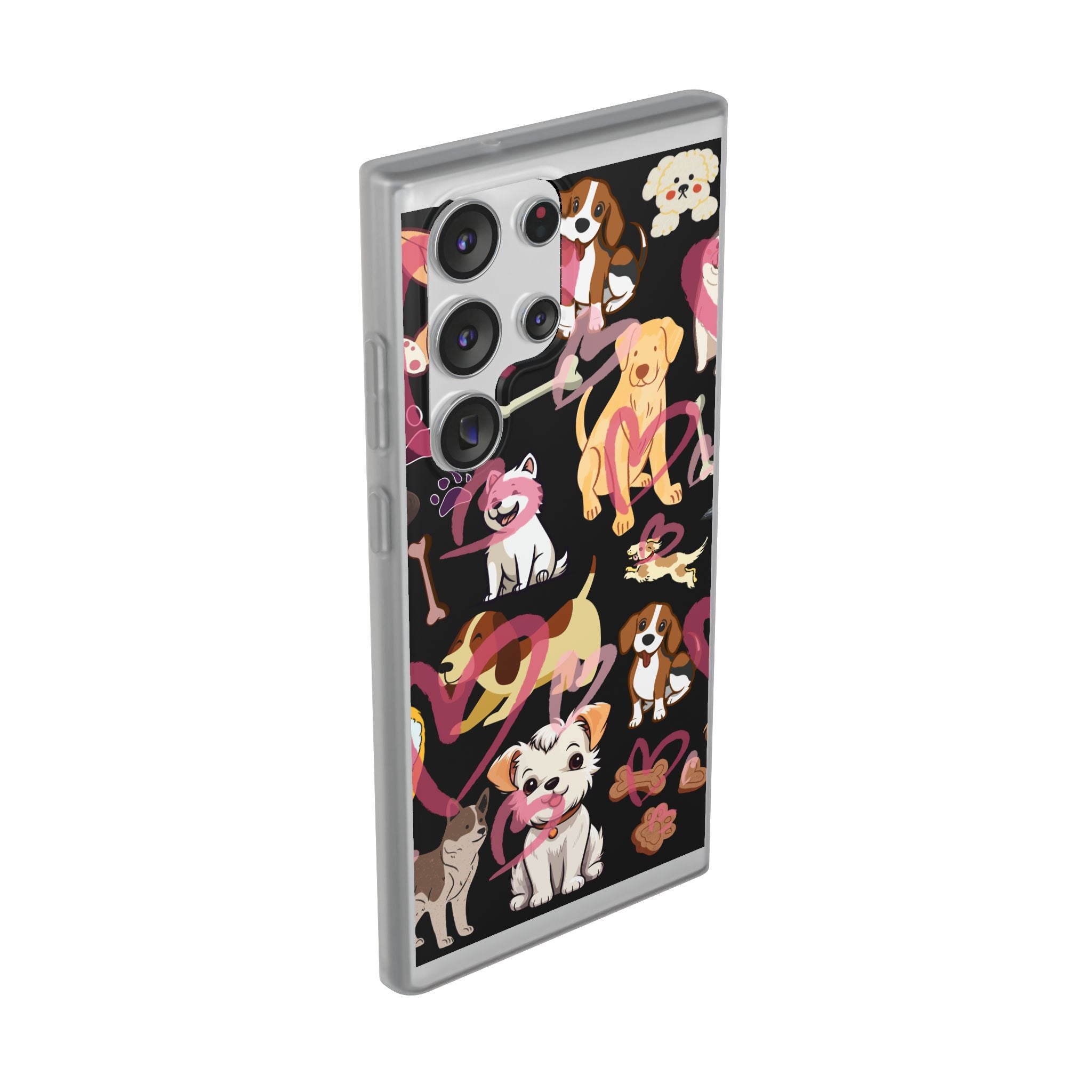Dogs Love Black Flexi Clear Cases for Most Phone Types (FWS)