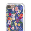 Blue Colourful Floral Flexi Clear Cases for Most Phone Types