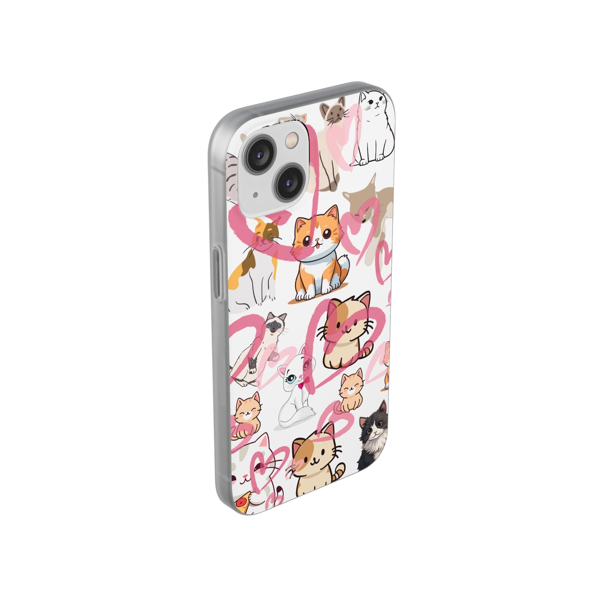 Cats Love White Flexi Clear Cases for Most Phone Types (FWS)