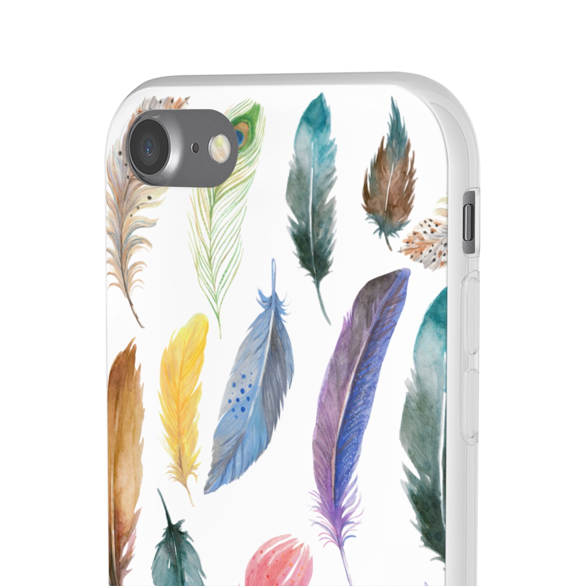 Colourful Feathers White Flexi Clear Cases for Most Phone Types