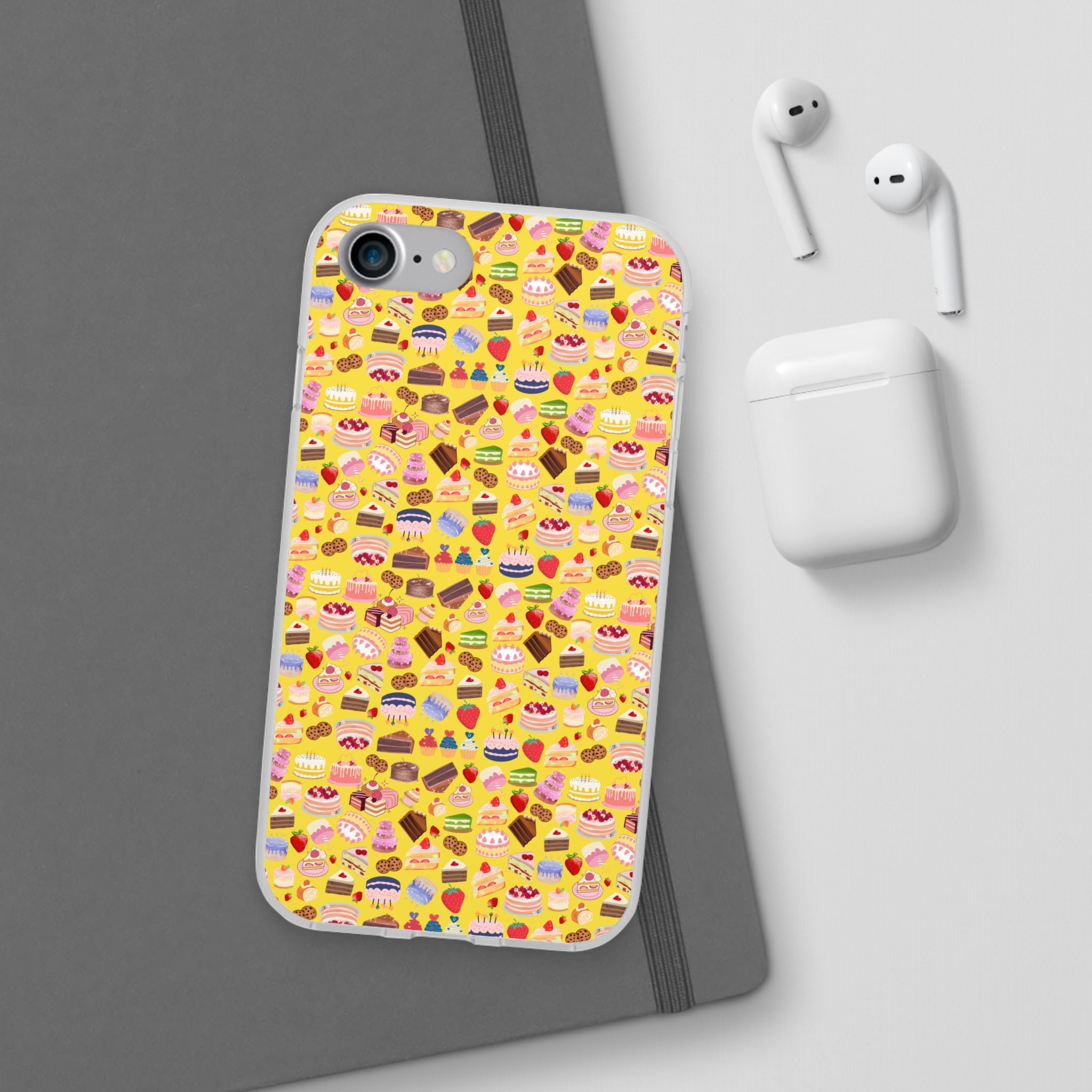Happy Cake Yellow Flexi Clear Cases for Most Phone Types (FWS)