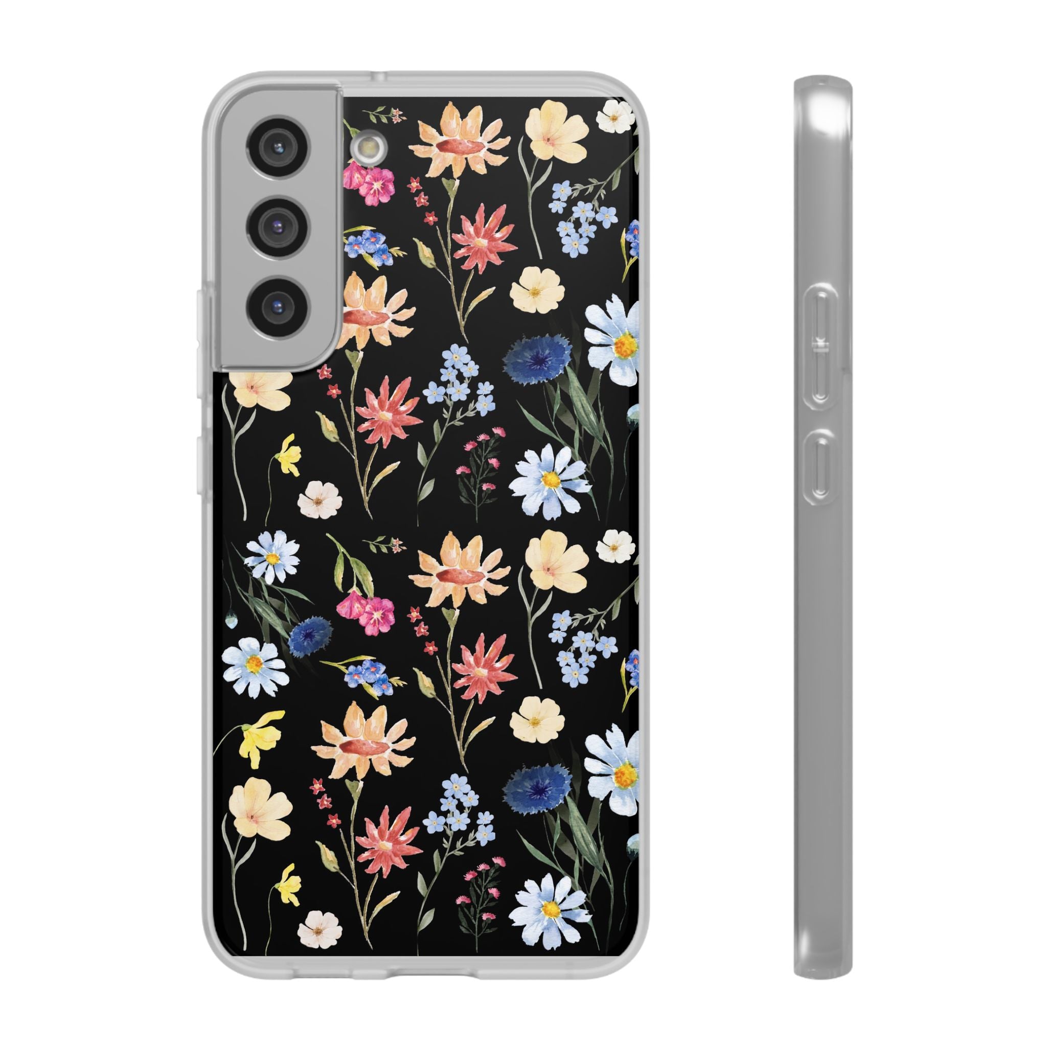 Wildflowers Painted Black Flexi Clear Cases for Most Phone Types (FWS)