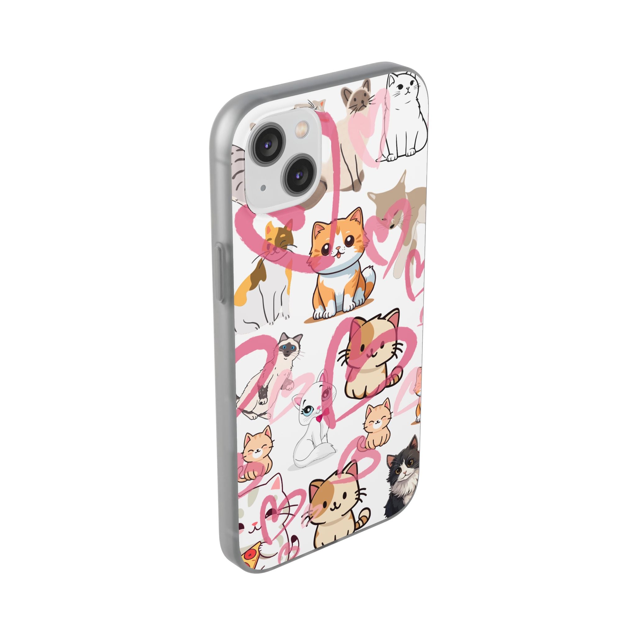 Cats Love White Flexi Clear Cases for Most Phone Types (FWS)