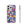 Blue Colourful Floral Flexi Clear Cases for Most Phone Types