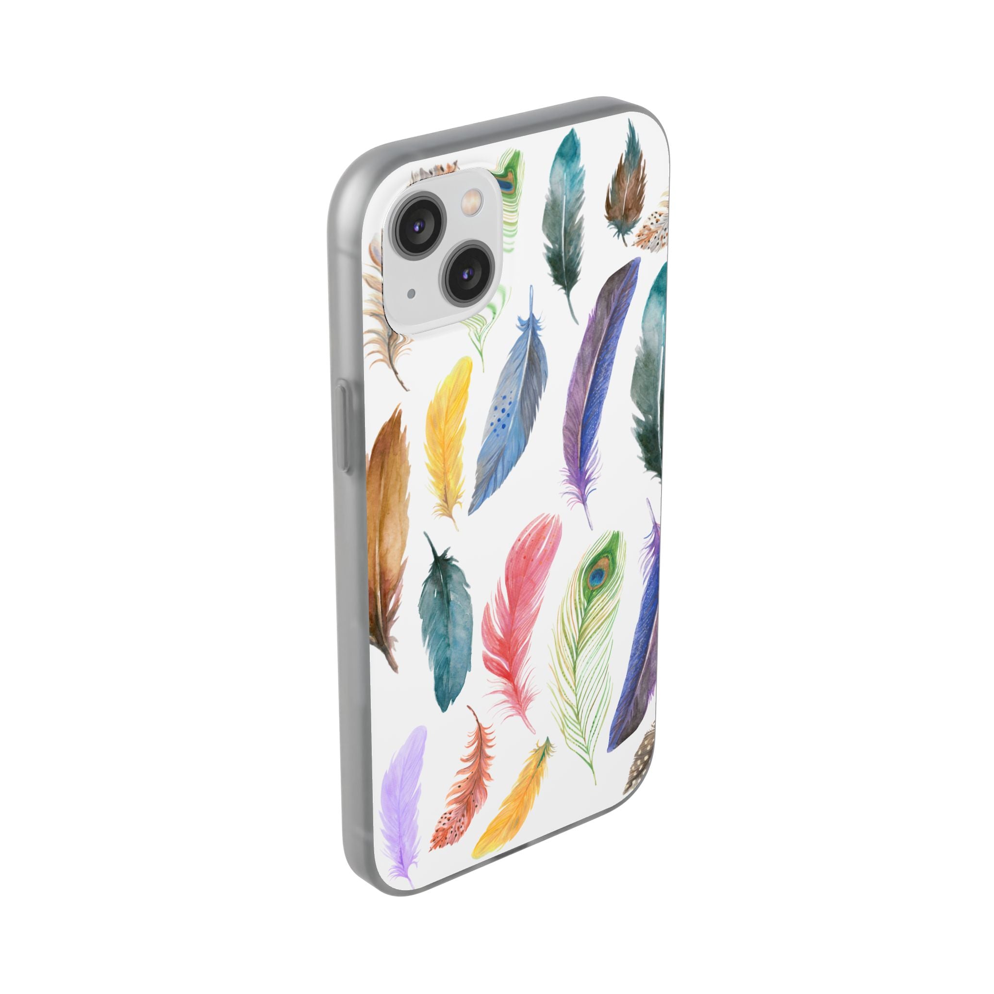 Colourful Feathers White Flexi Clear Cases for Most Phone Types