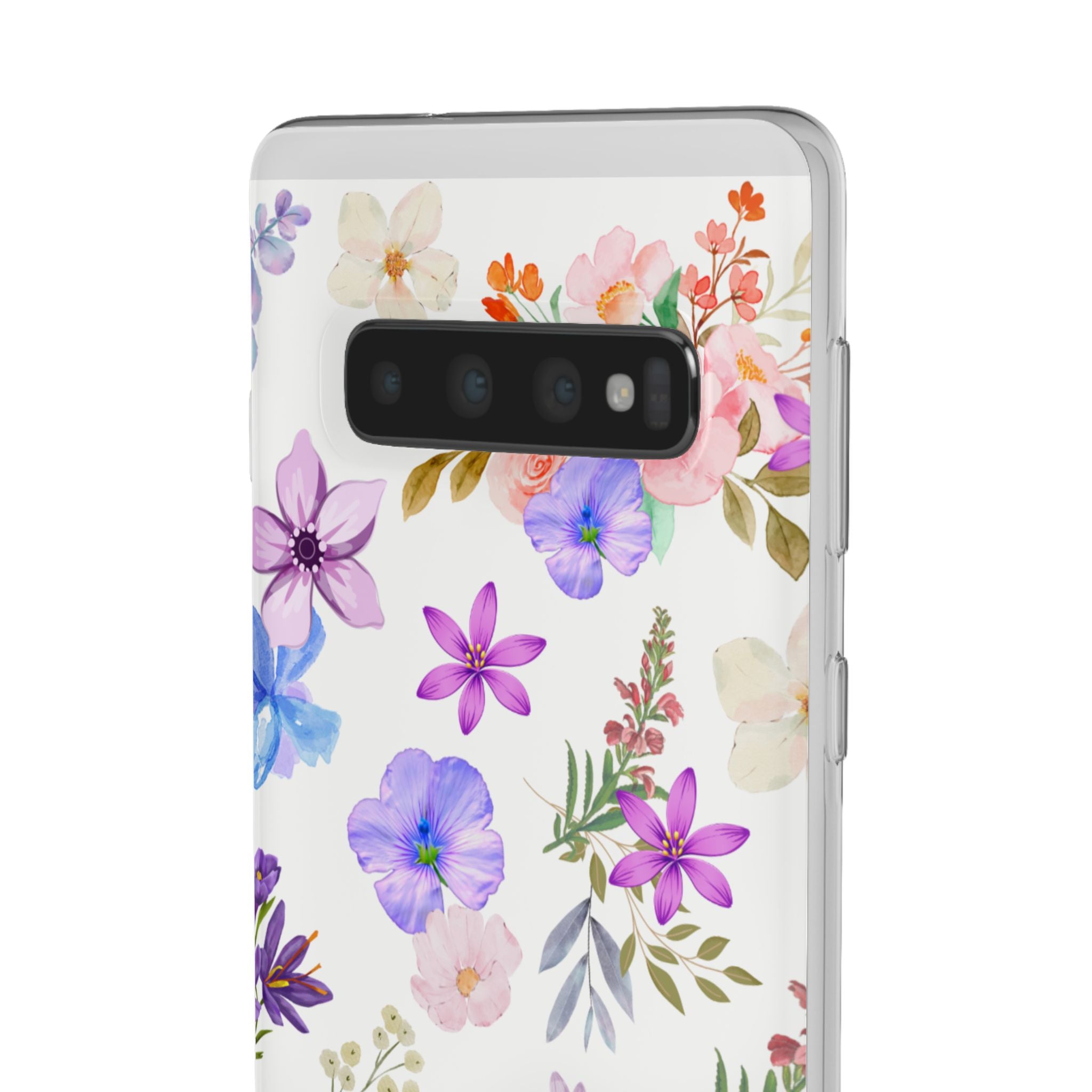 Floral White Flexi Clear Cases for Most Phone Types