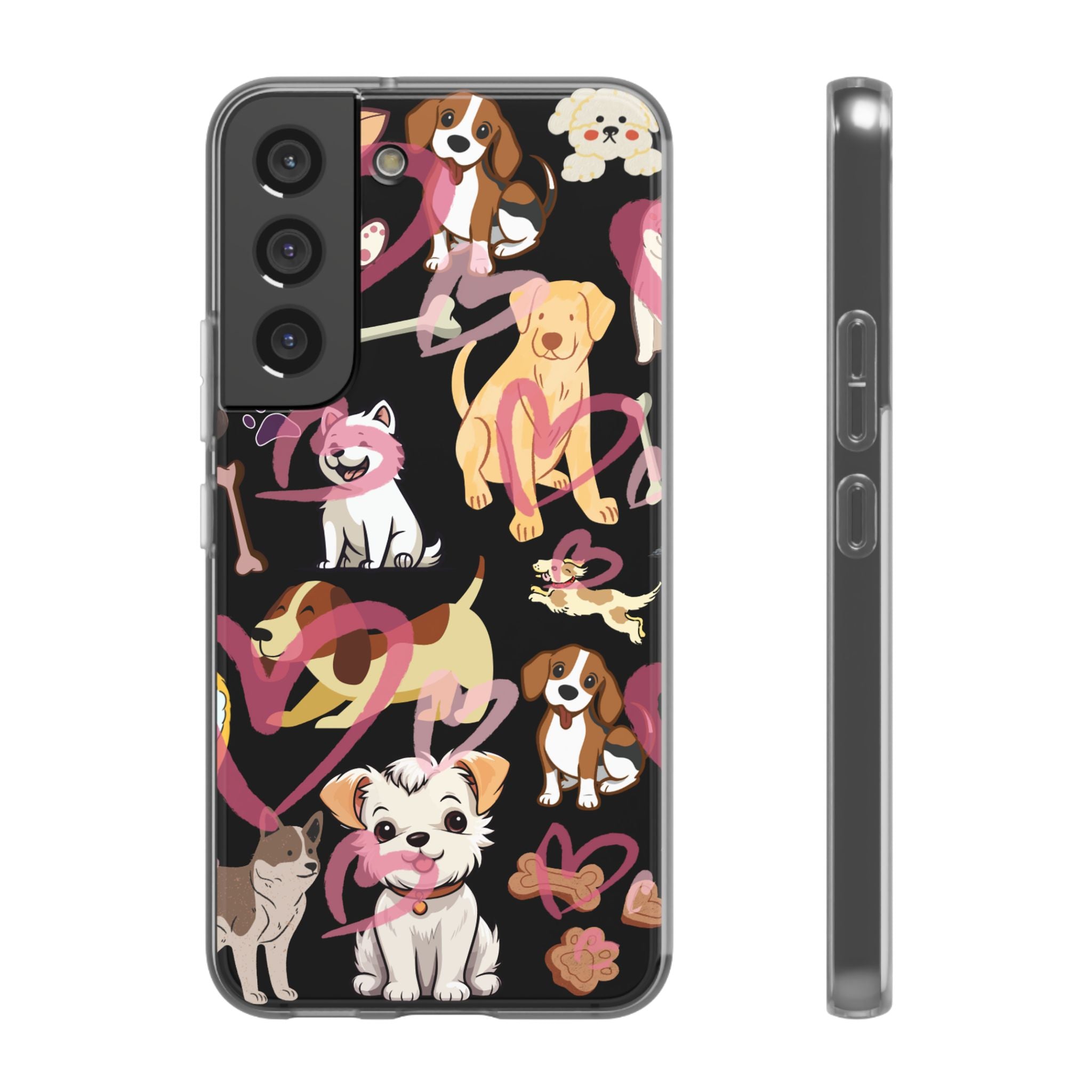 Dogs Love Black Flexi Clear Cases for Most Phone Types (FWS)