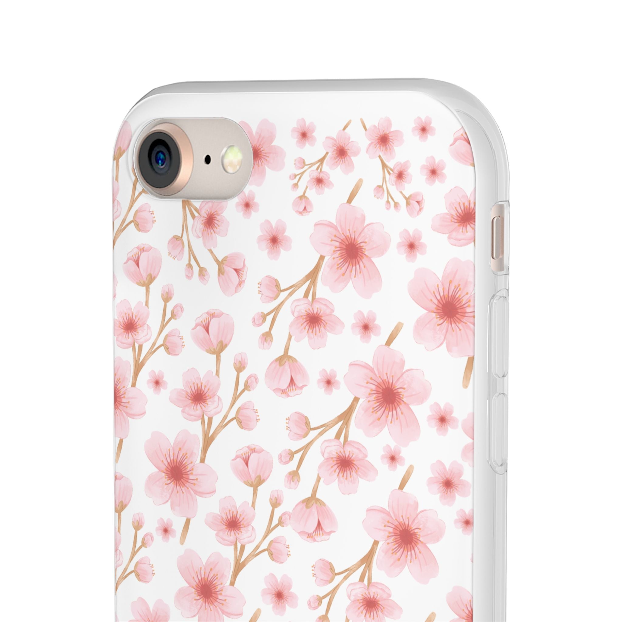 Japanese Pink Flowers White Flexi Clear Cases for Most Phone Types