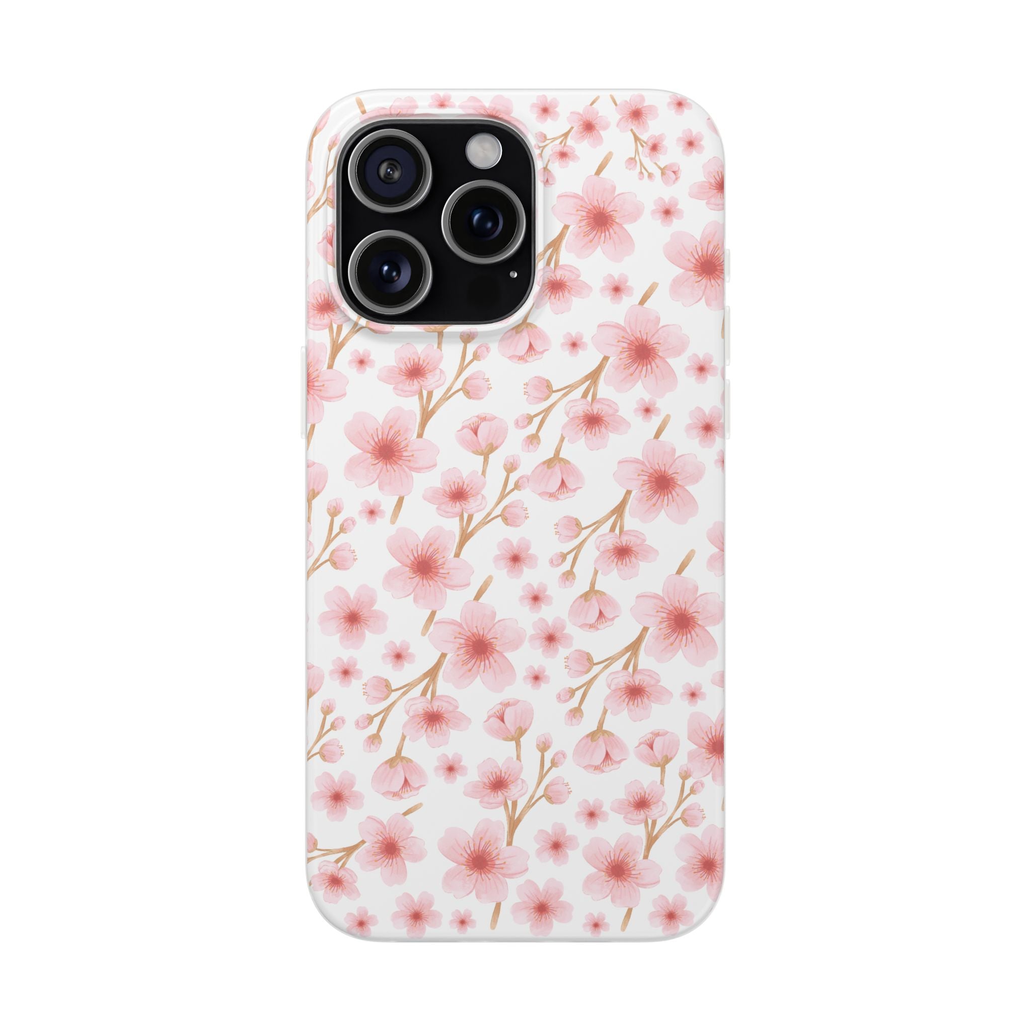 Japanese Pink Flowers White Flexi Clear Cases for Most Phone Types