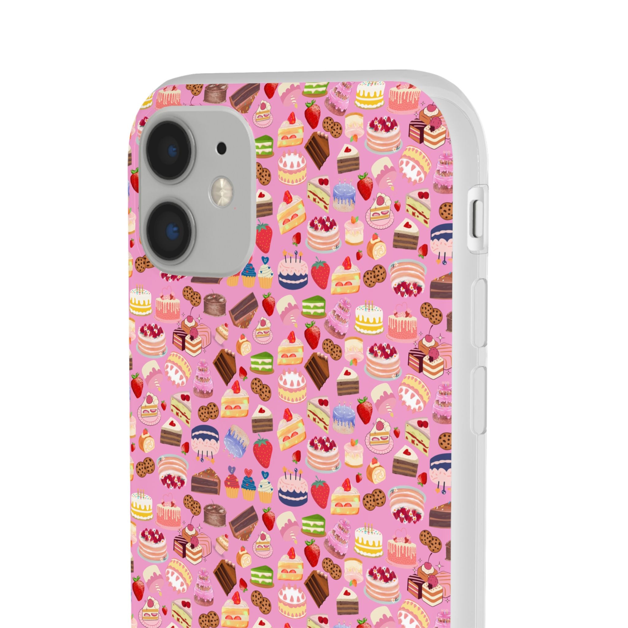 Happy Cake Pink Flexi Clear Cases for Most Phone Types (FWS)