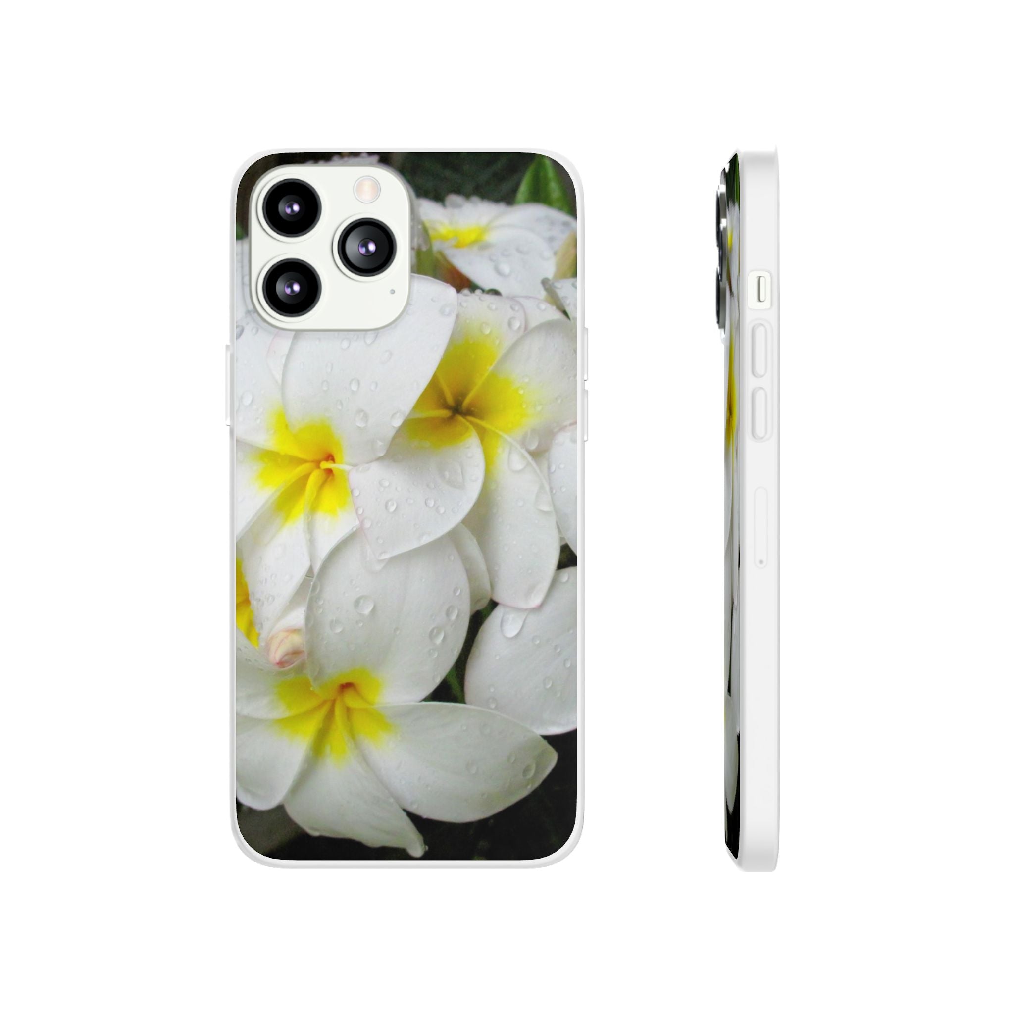 Fresh White Frangipanis Flexi Clear Cases for Most Phone Types (FWS)