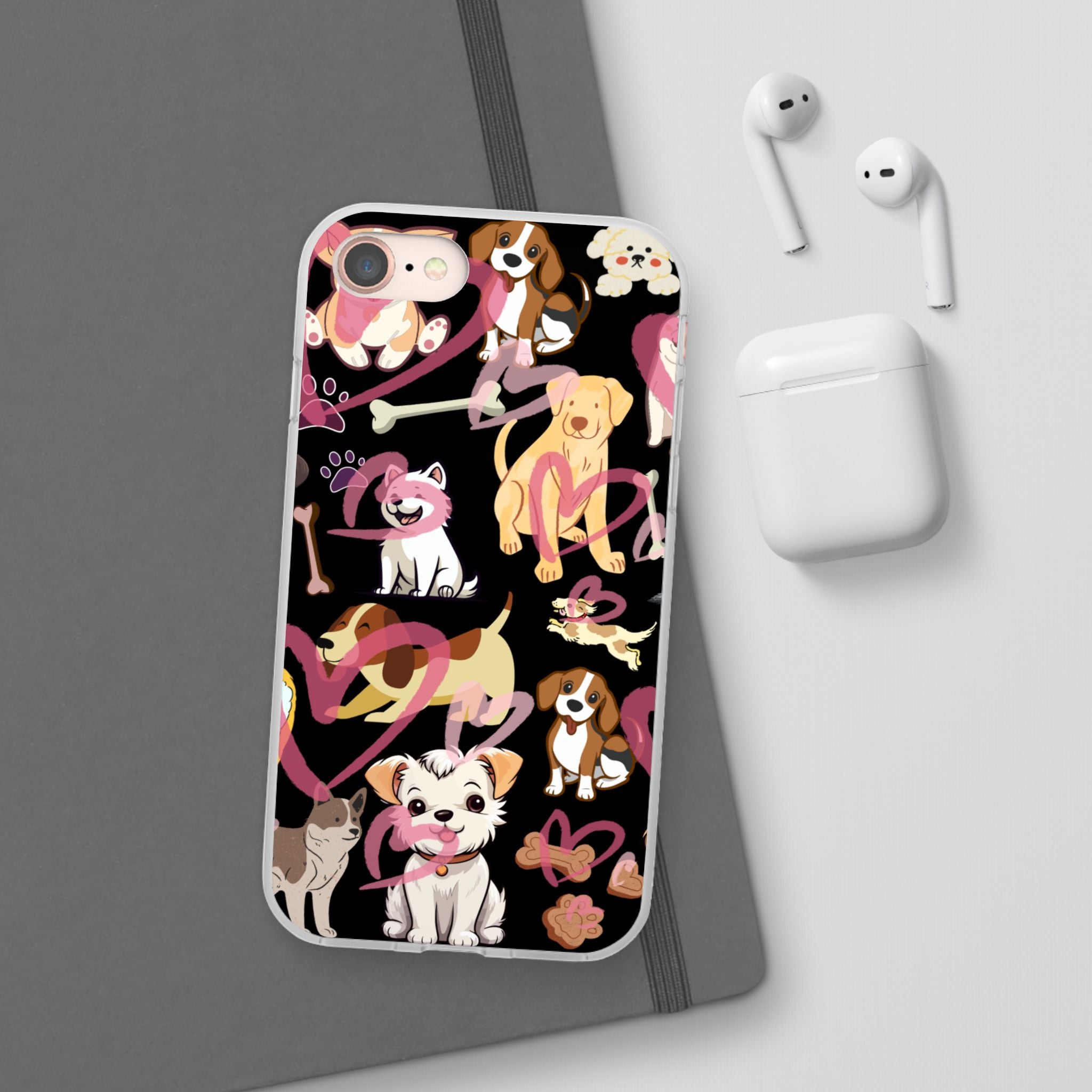 Dogs Love Black Flexi Clear Cases for Most Phone Types (FWS)