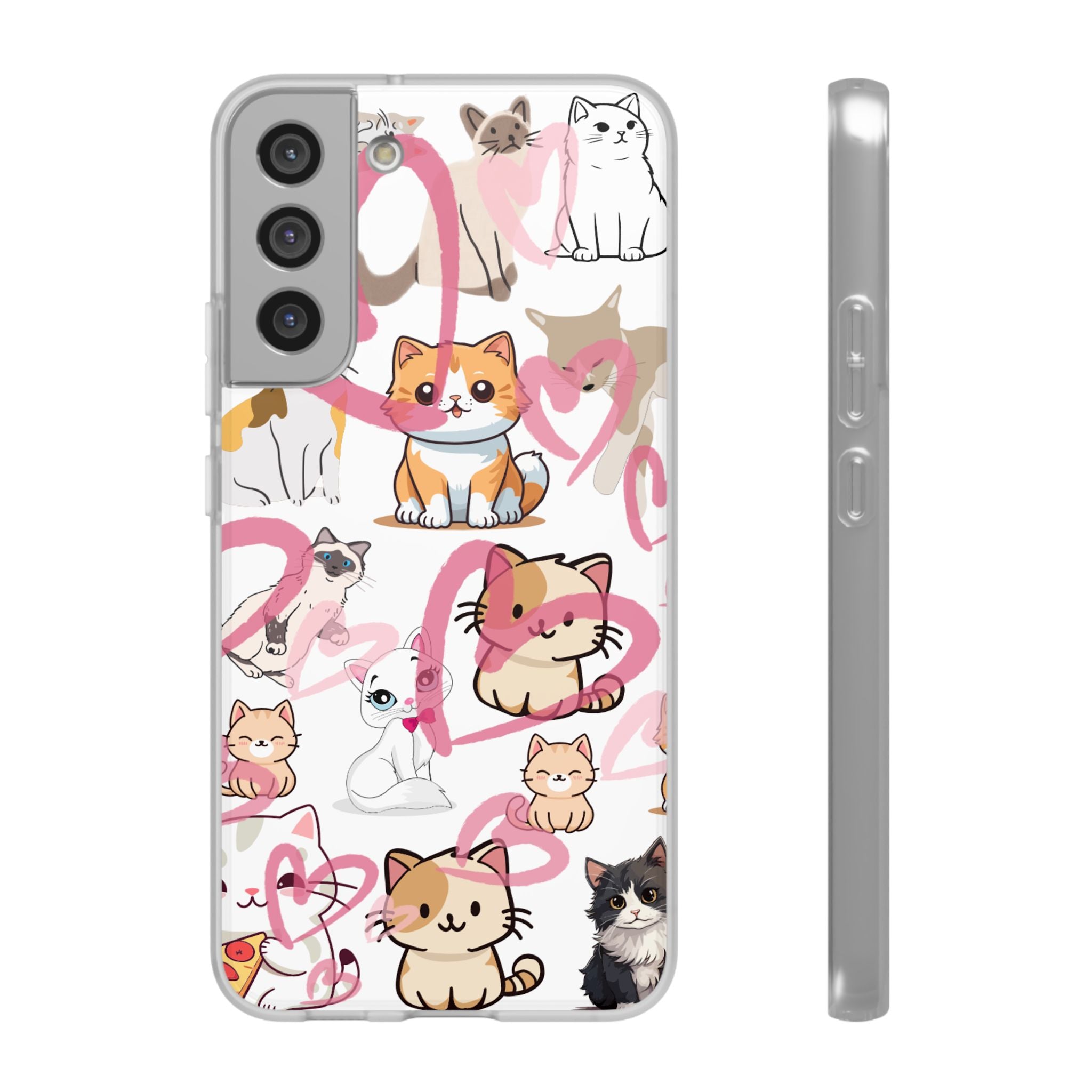 Cats Love White Flexi Clear Cases for Most Phone Types (FWS)
