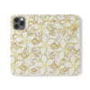 Golden Frangipanis White Wallet Style Phone Case Vegan Leather