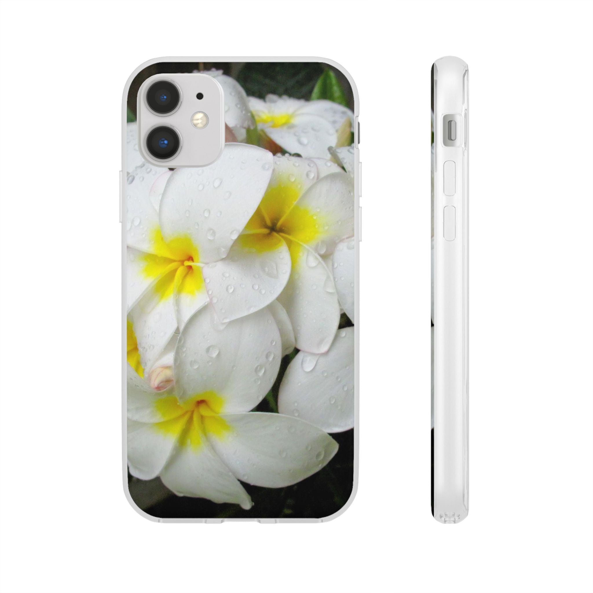 Fresh White Frangipanis Flexi Clear Cases for Most Phone Types (FWS)