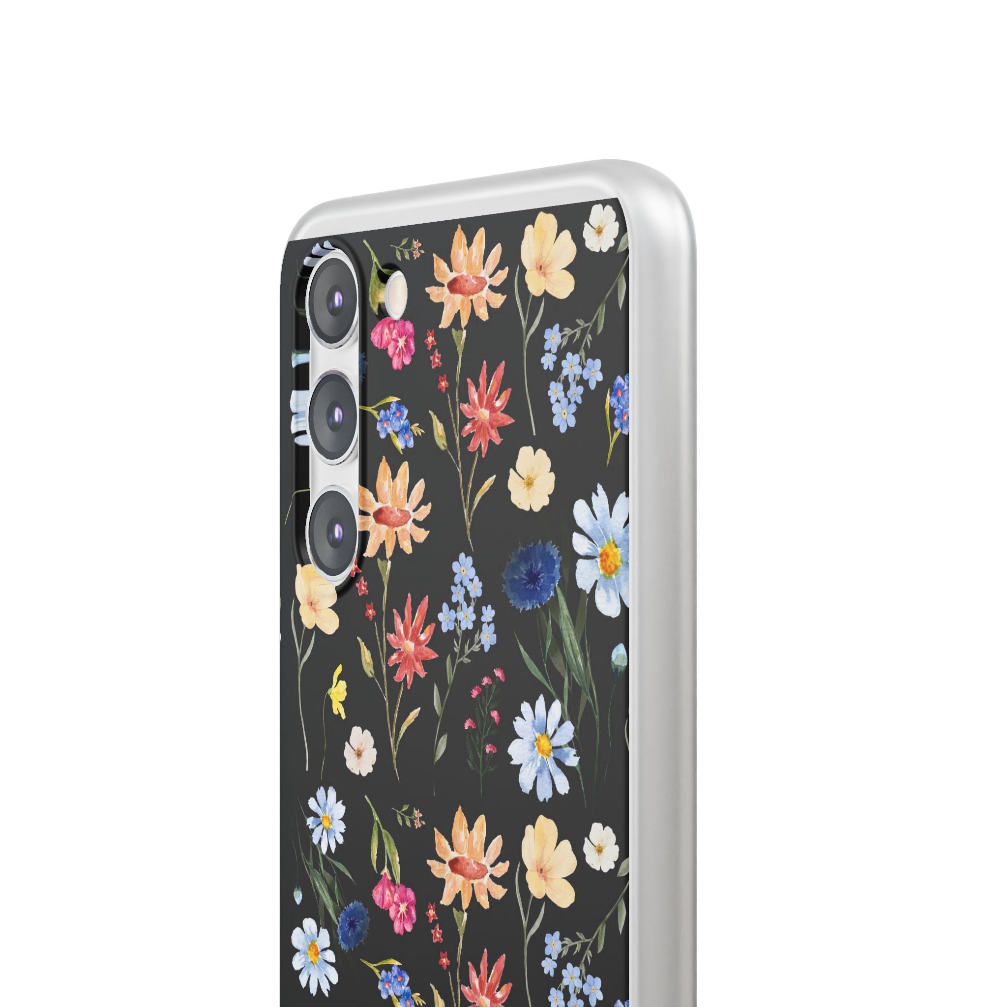 Wildflowers Painted Black Flexi Clear Cases for Most Phone Types (FWS)