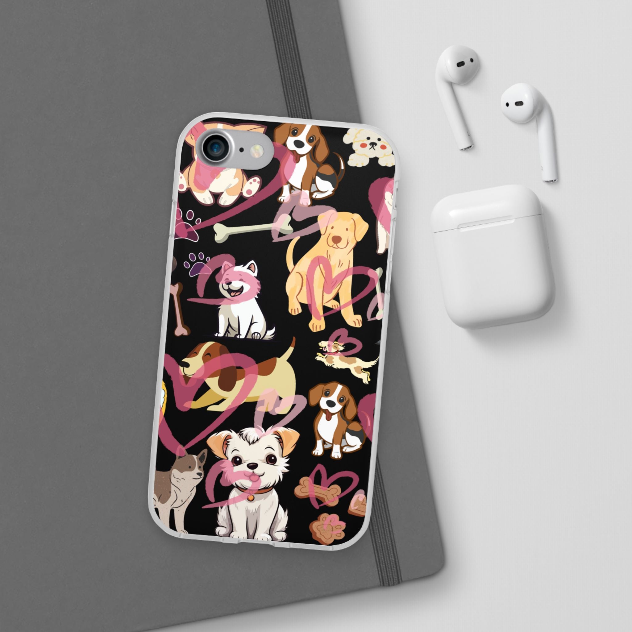 Dogs Love Black Flexi Clear Cases for Most Phone Types (FWS)