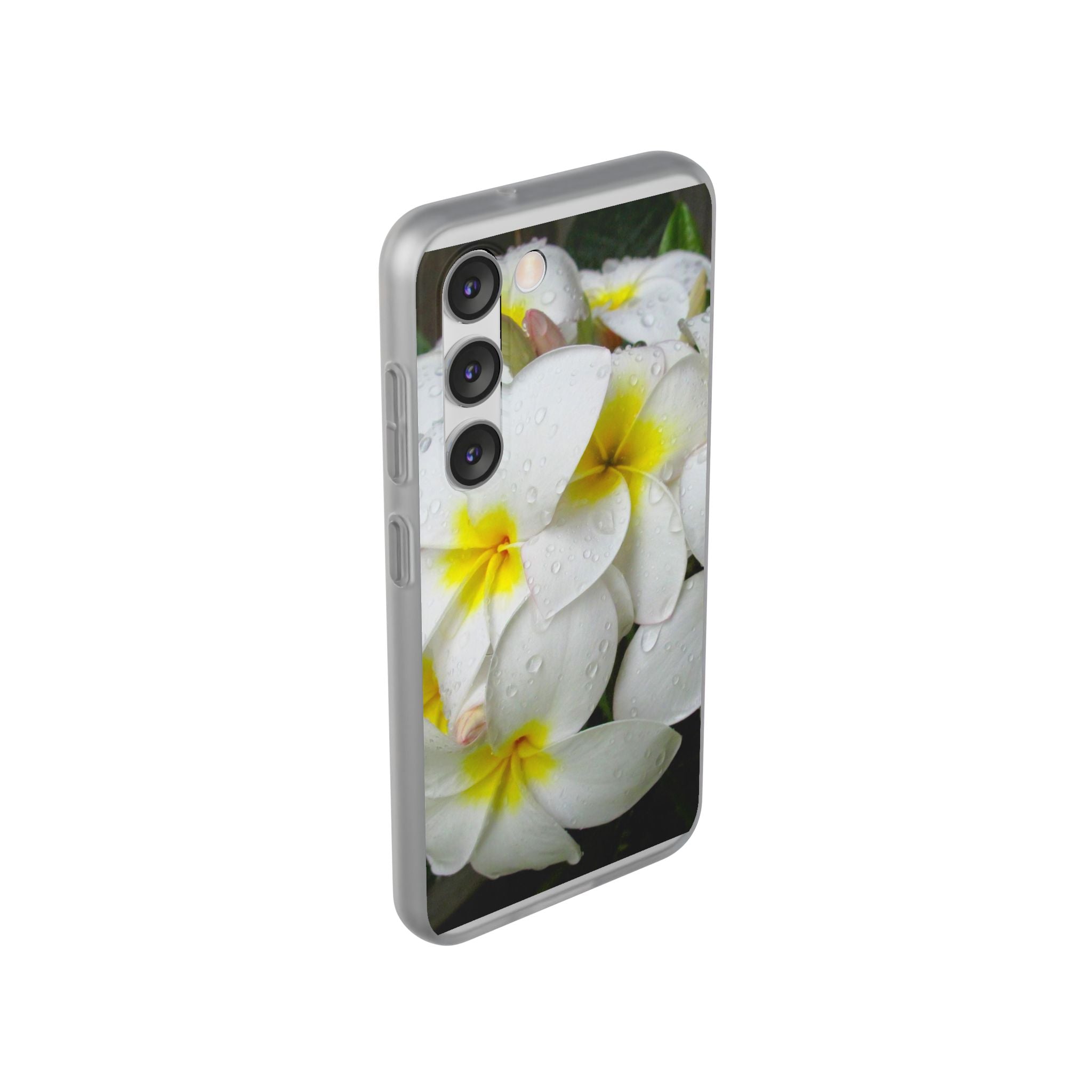 Fresh White Frangipanis Flexi Clear Cases for Most Phone Types (FWS)