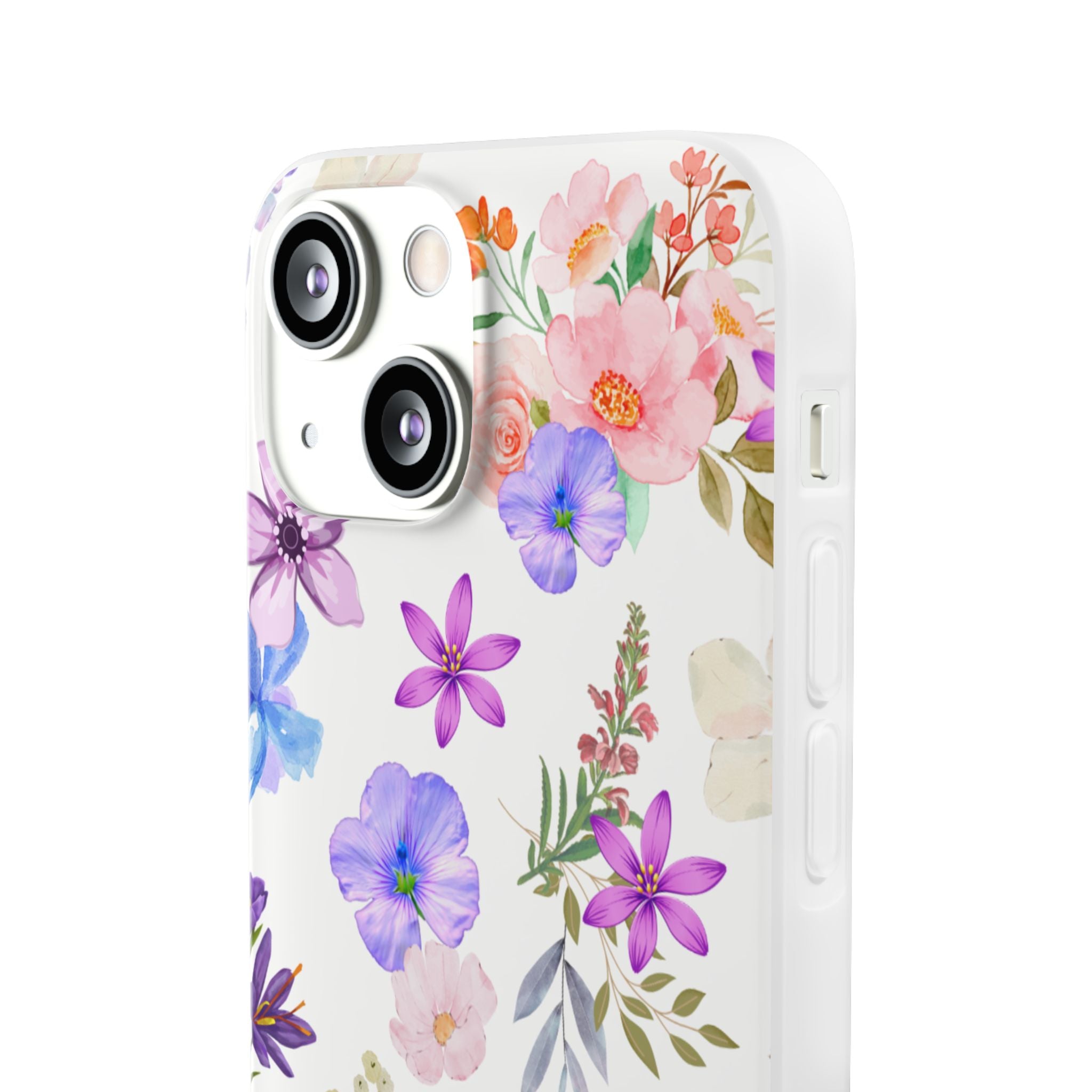 Floral White Flexi Clear Cases for Most Phone Types