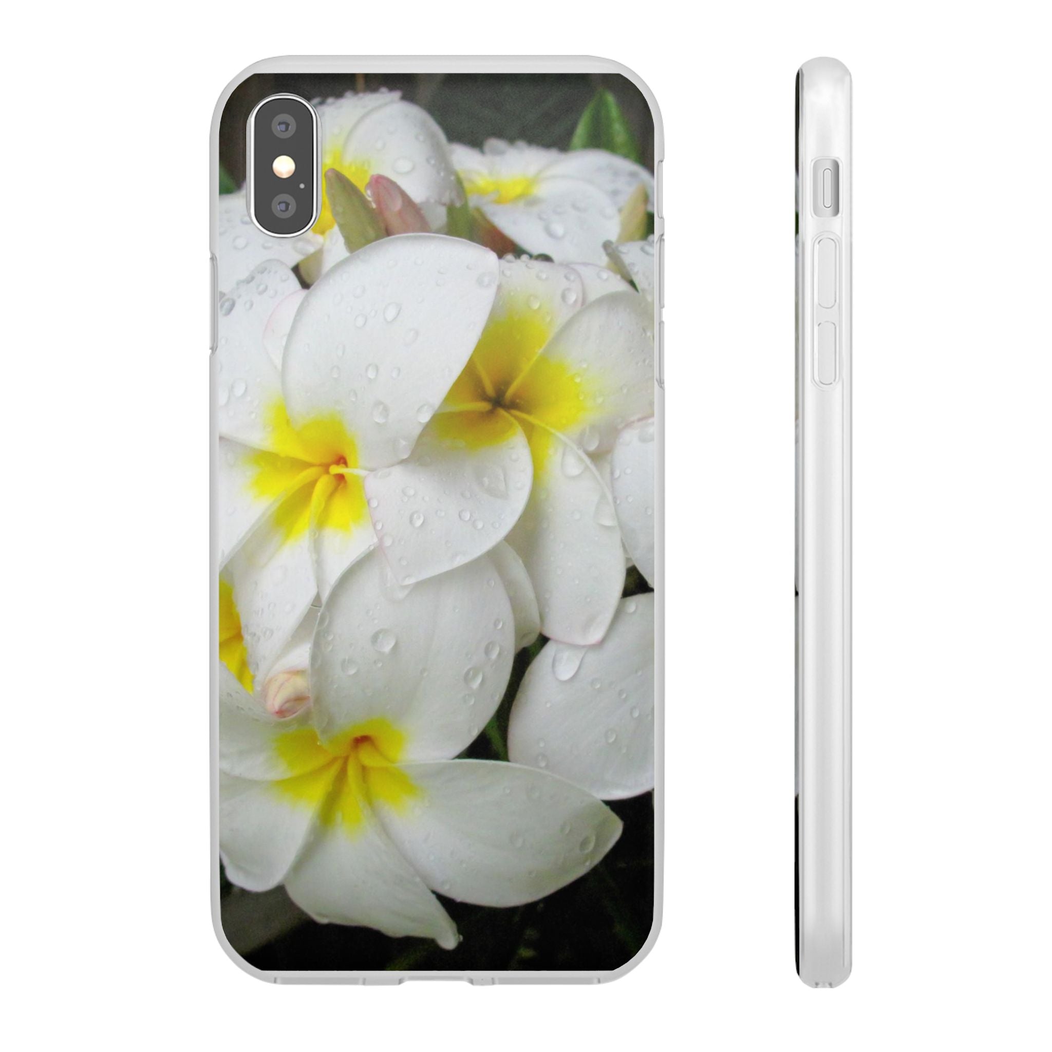 Fresh White Frangipanis Flexi Clear Cases for Most Phone Types (FWS)