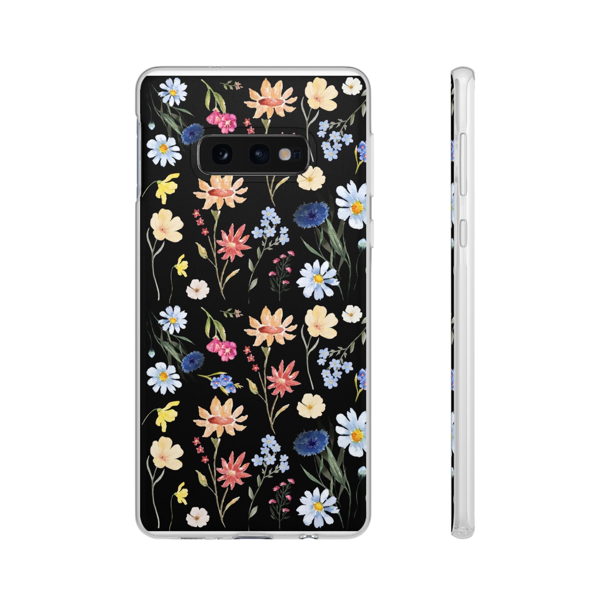 Wildflowers Painted Black Flexi Clear Cases for Most Phone Types (FWS)